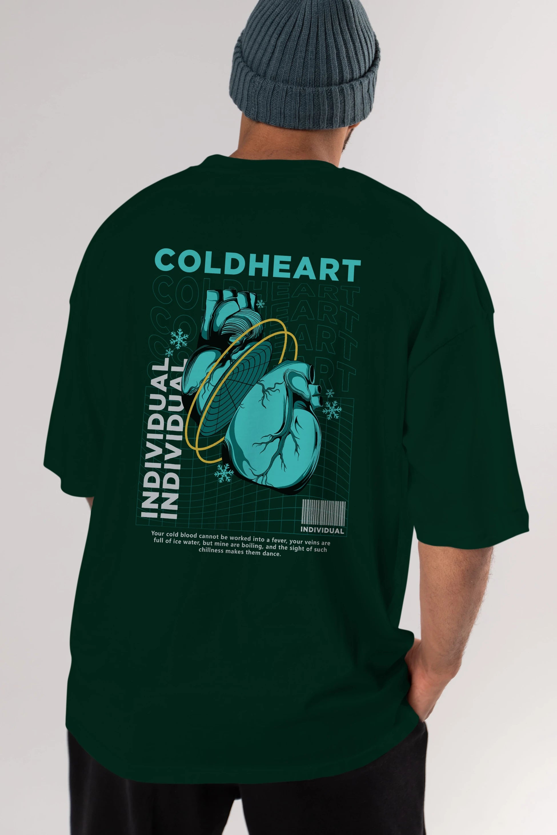 Cold Heart Arka Baskılı Oversize t-shirt Erkek Kadın Unisex