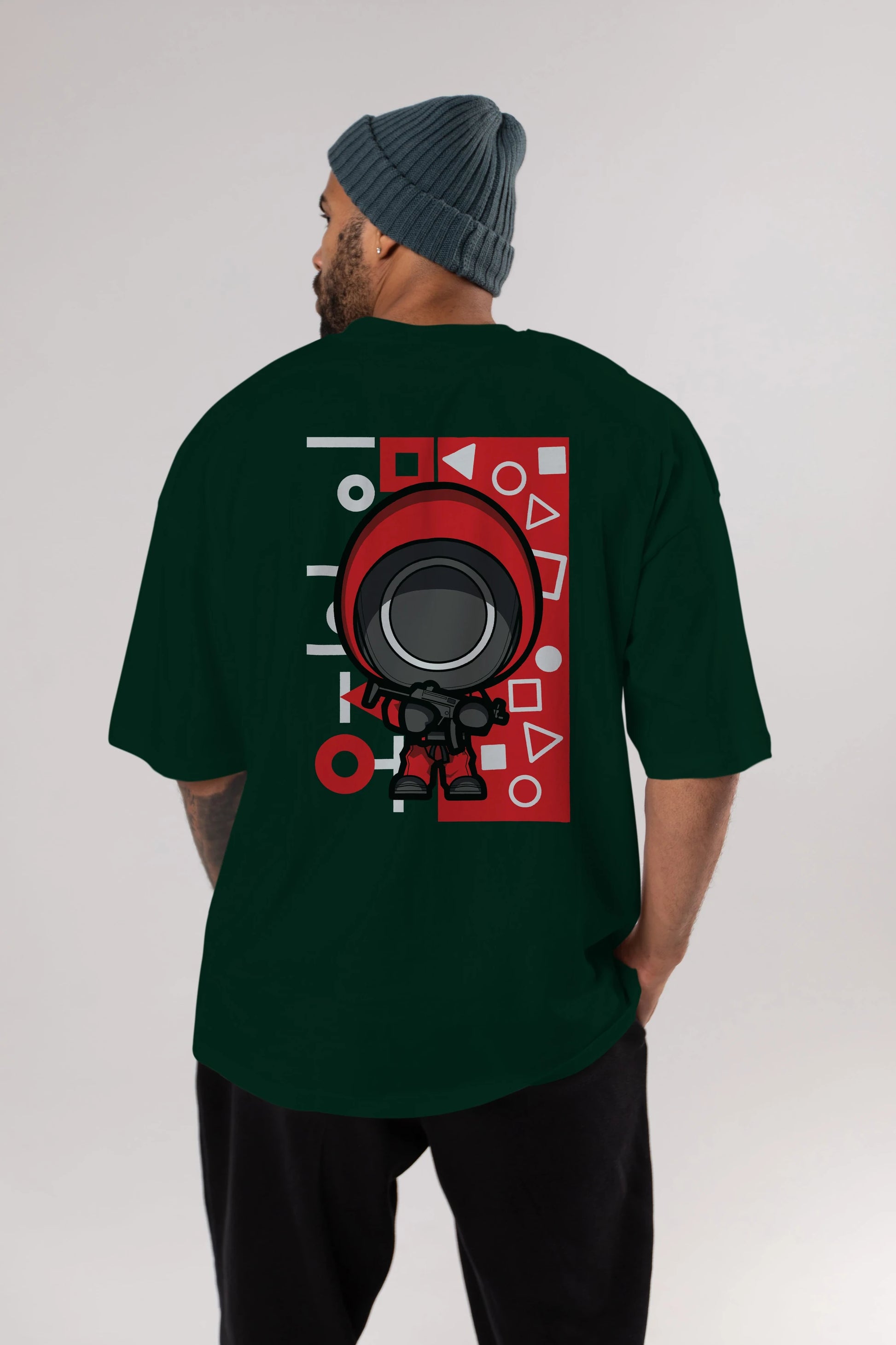 Squid Game (4) Arka Baskılı Oversize t-shirt Erkek Kadın Unisex %100 Pamuk Bisiklet Yaka tişort