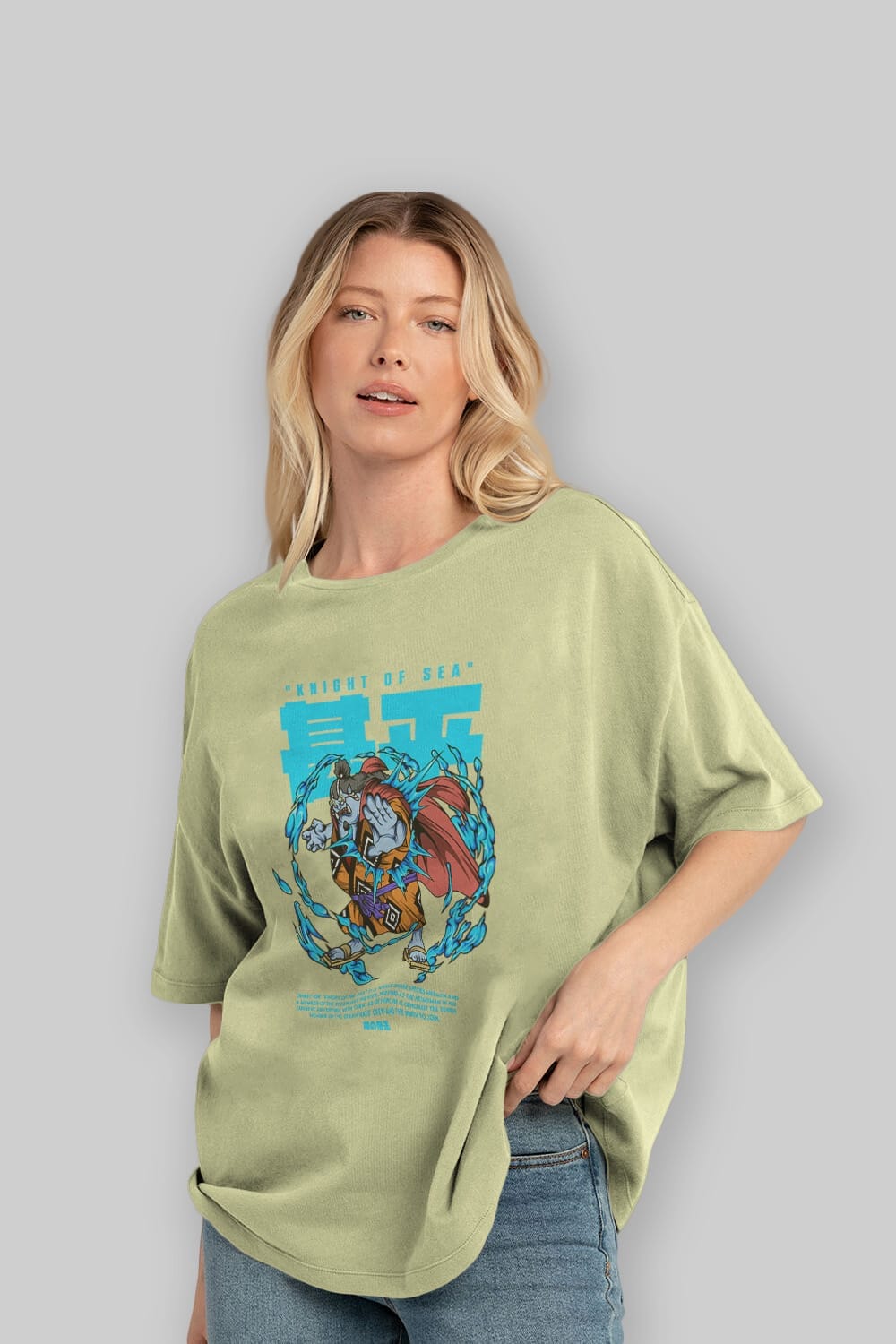 Jinbei Anime Ön Baskılı Oversize t-shirt %100 pamuk Erkek Kadın Unisex
