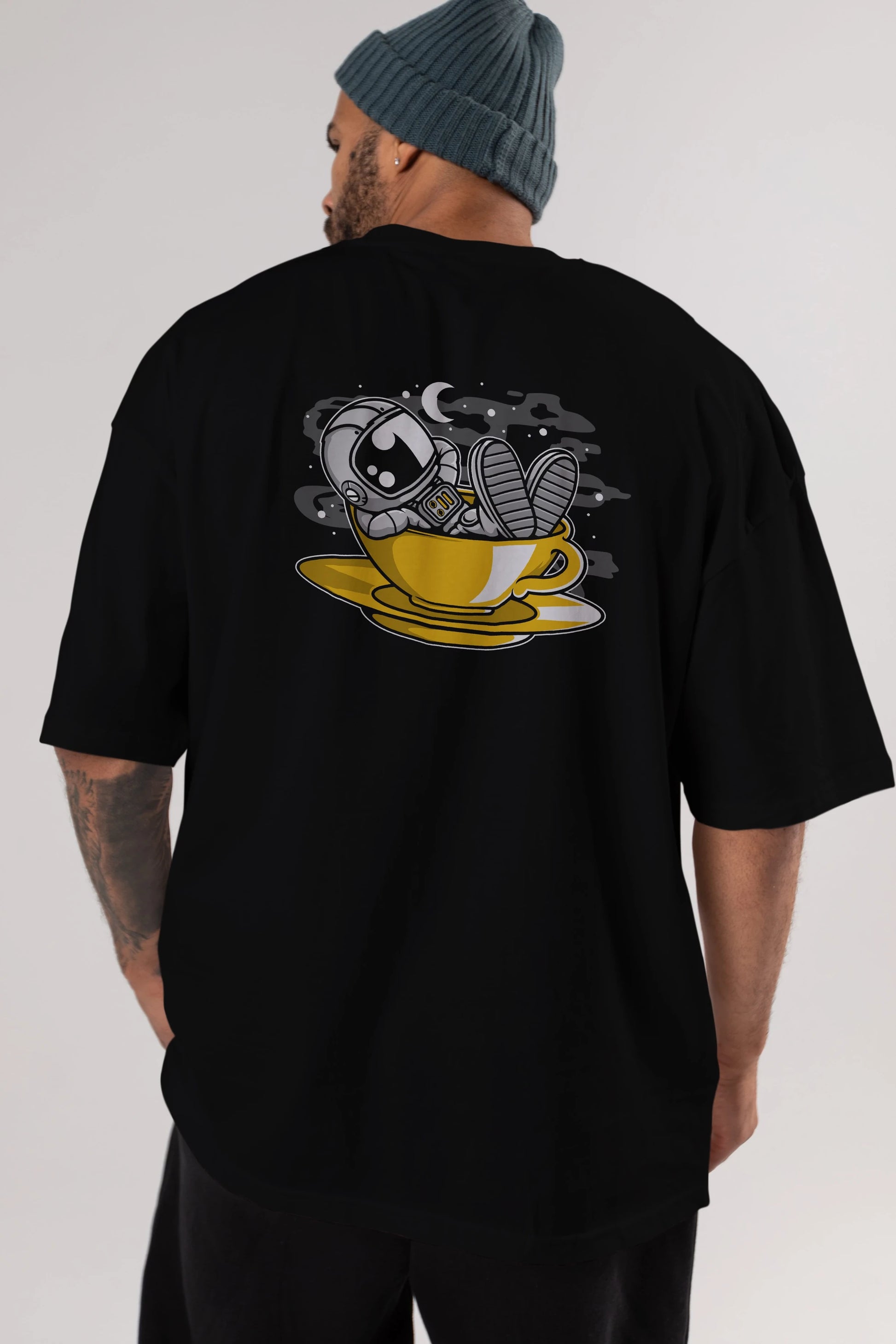 Astronaut Relax Arka Baskılı Oversize t-shirt Erkek Kadın Unisex