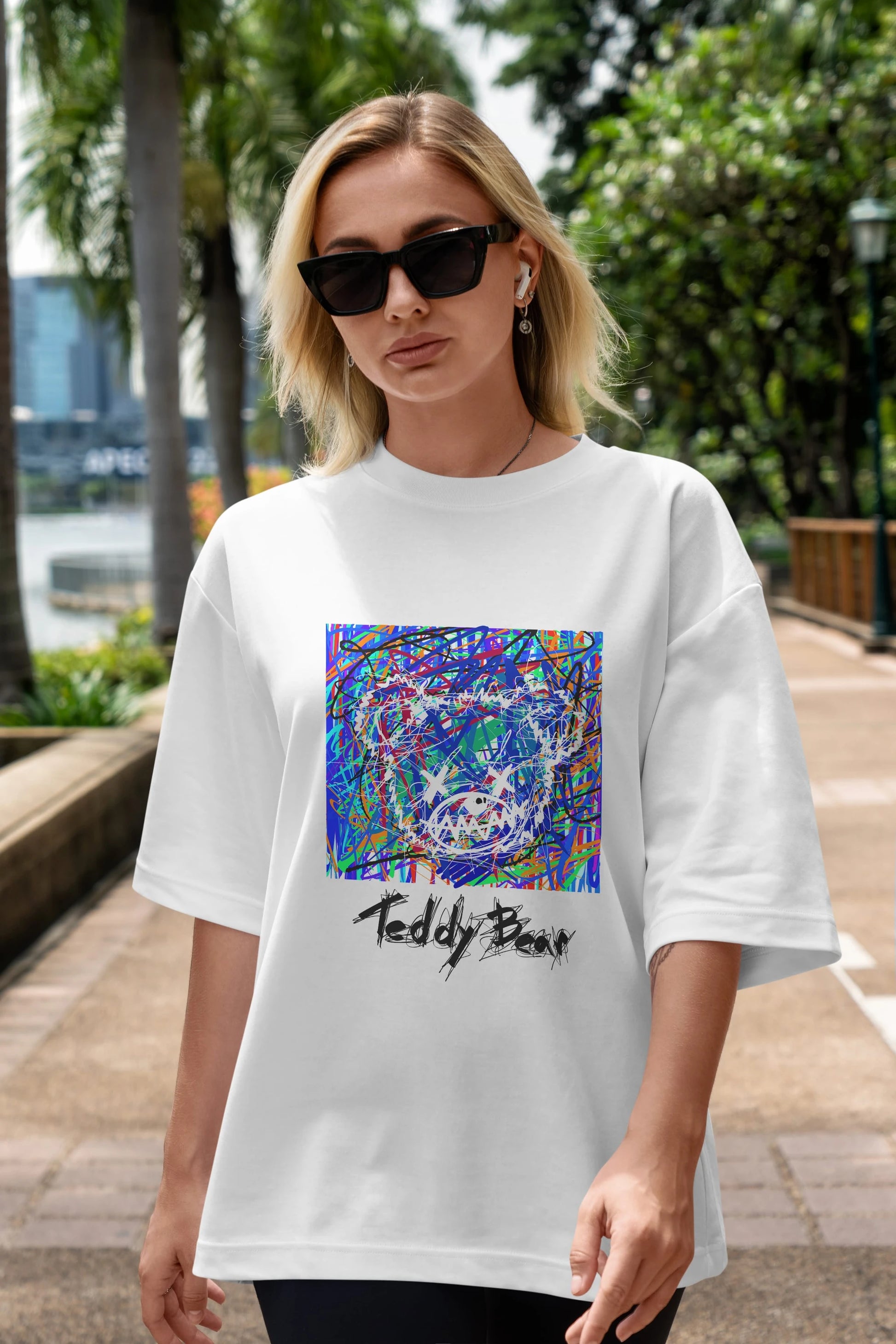 Teddy Bear 3 Ön Baskılı Oversize t-shirt Erkek Kadın Unisex