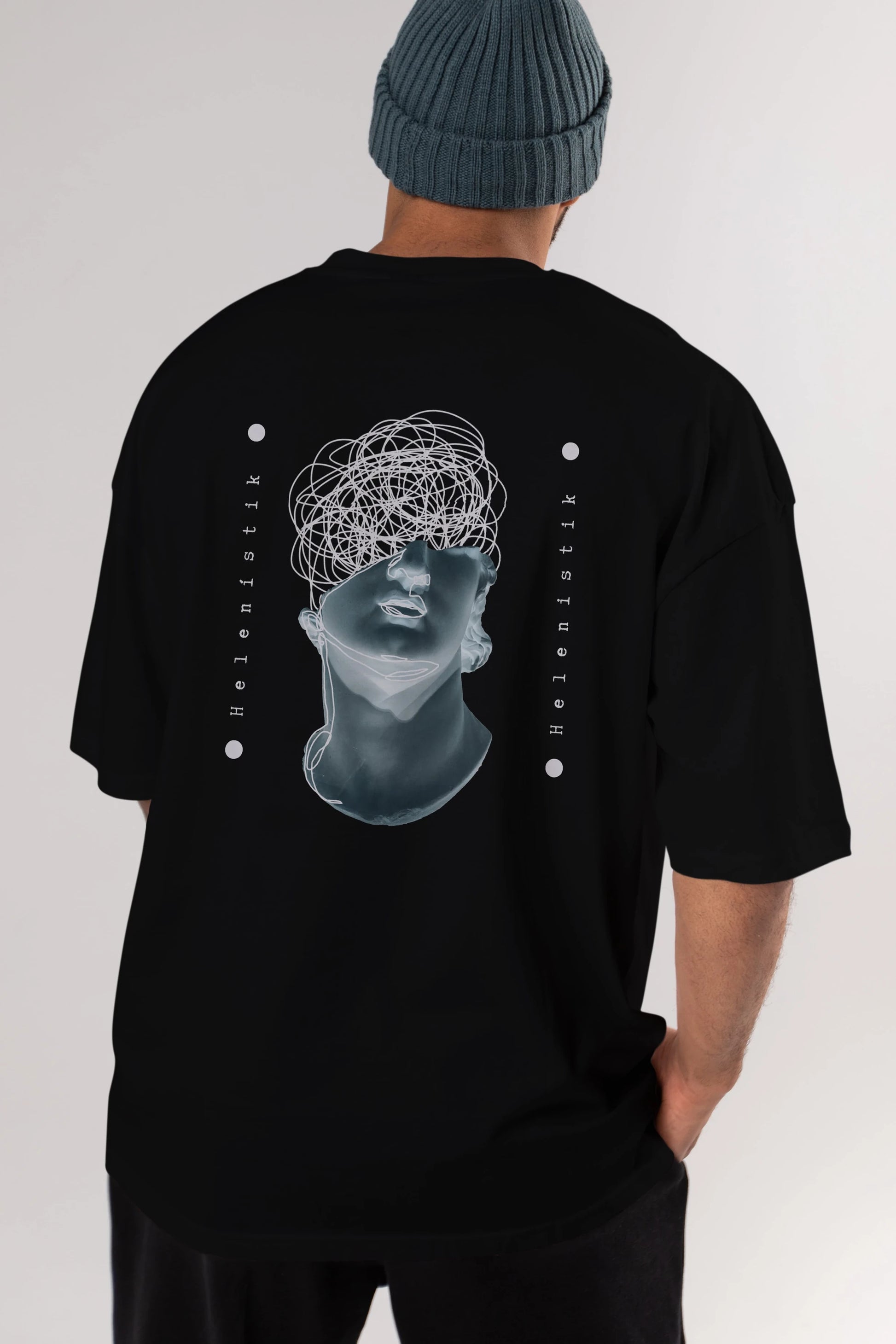 Heykel 2 Arka Baskılı Oversize t-shirt Erkek Kadın Unisex