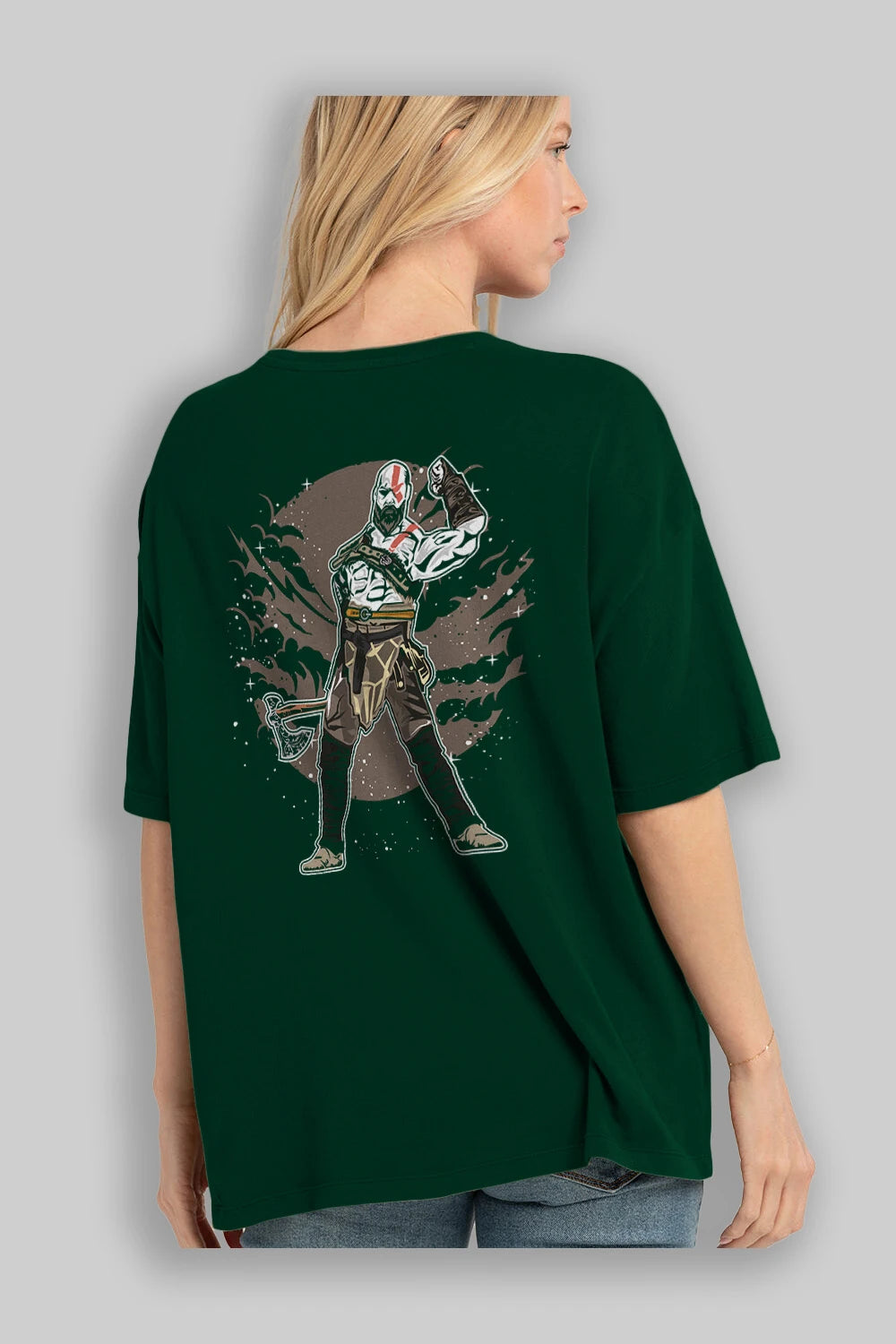 GOD OF WAR Arka Baskılı Oversize t-shirt Erkek Kadın Unisex %100 Pamuk