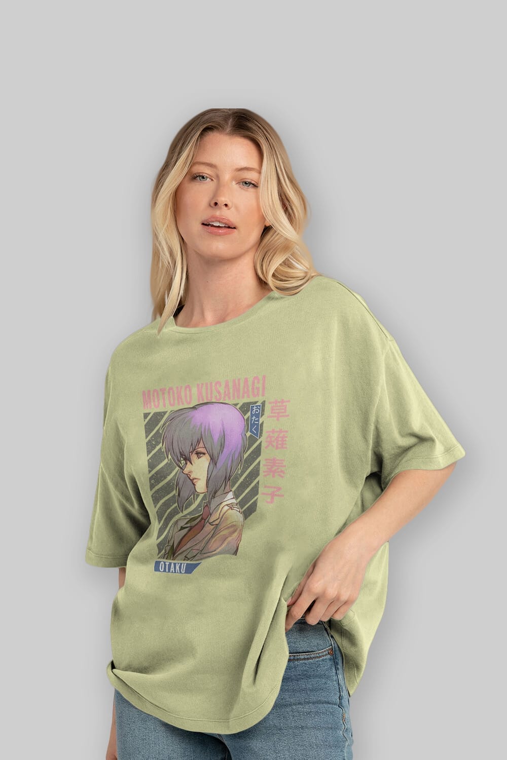 Motoko Kusanagi 4 Anime Ön Baskılı Oversize t-shirt %100 pamuk Erkek Kadın Unisex