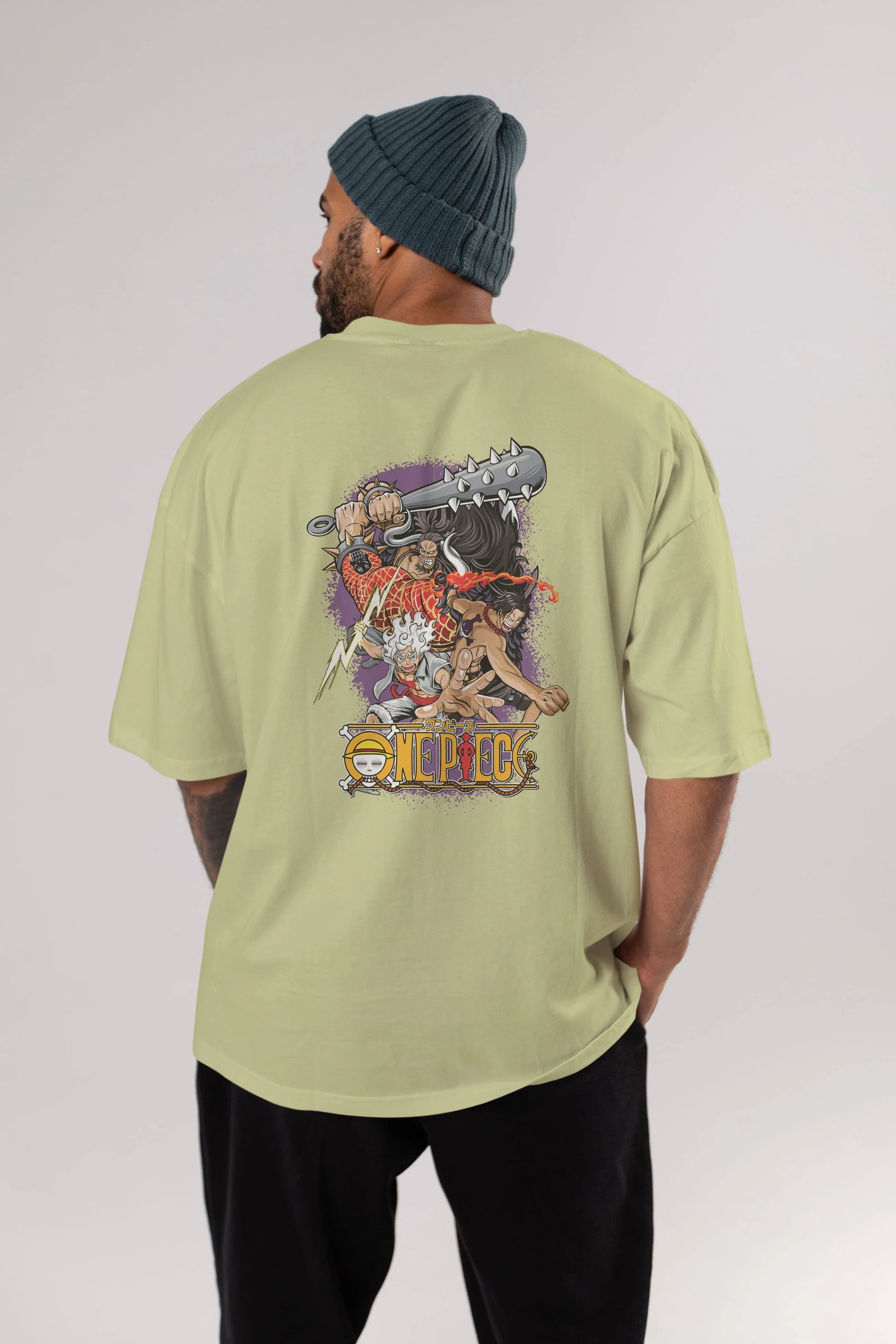 ONE PIECE (6) Anime Arka Baskılı Oversize t-shirt Erkek Kadın Unisex