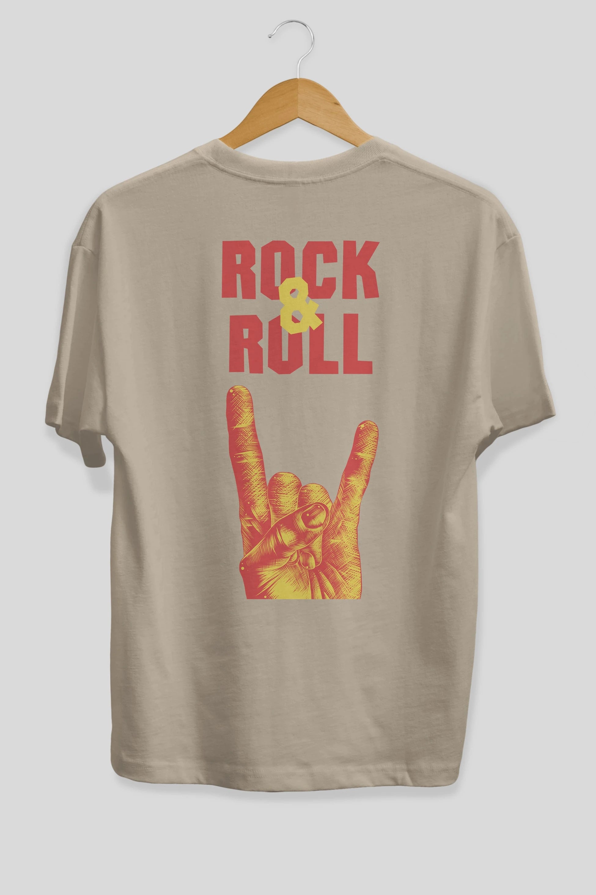 Rock & Roll Yazılı Arka Baskılı Oversize t-shirt Erkek Kadın Unisex