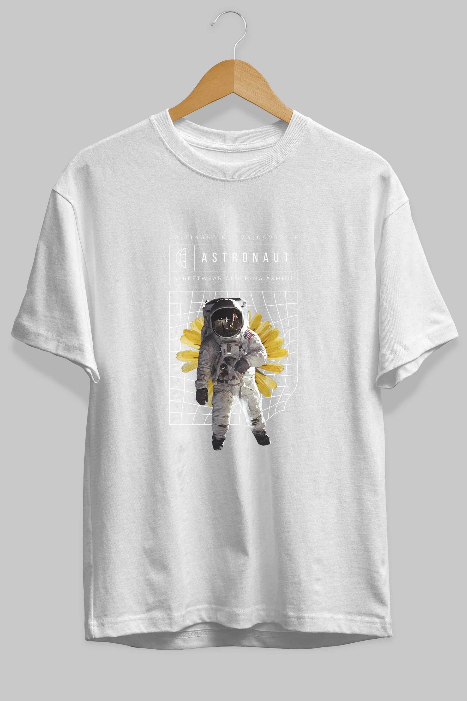 Astronaut Streetwear Ön Baskılı Oversize t-shirt Erkek Kadın Unisex