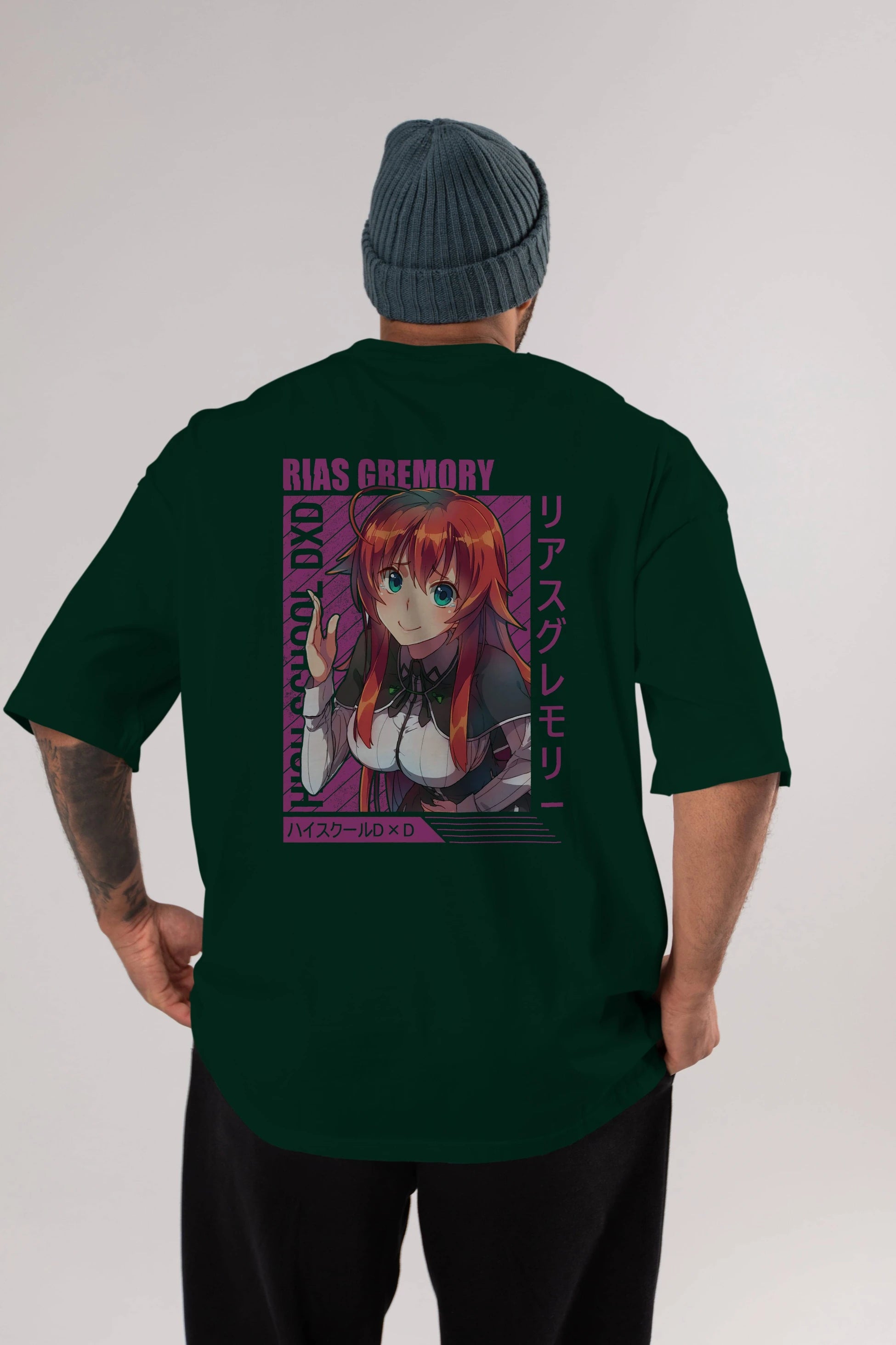 Rias Gremory 10 Anime Arka Baskılı Oversize t-shirt Erkek Kadın Unisex