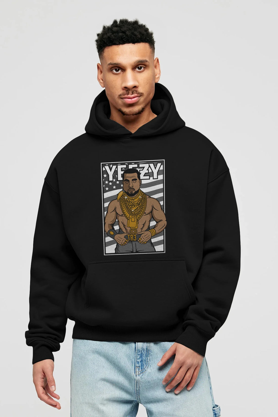 Mr.T Ön Baskılı Hoodie Oversize Kapüşonlu Sweatshirt Erkek Kadın Unisex