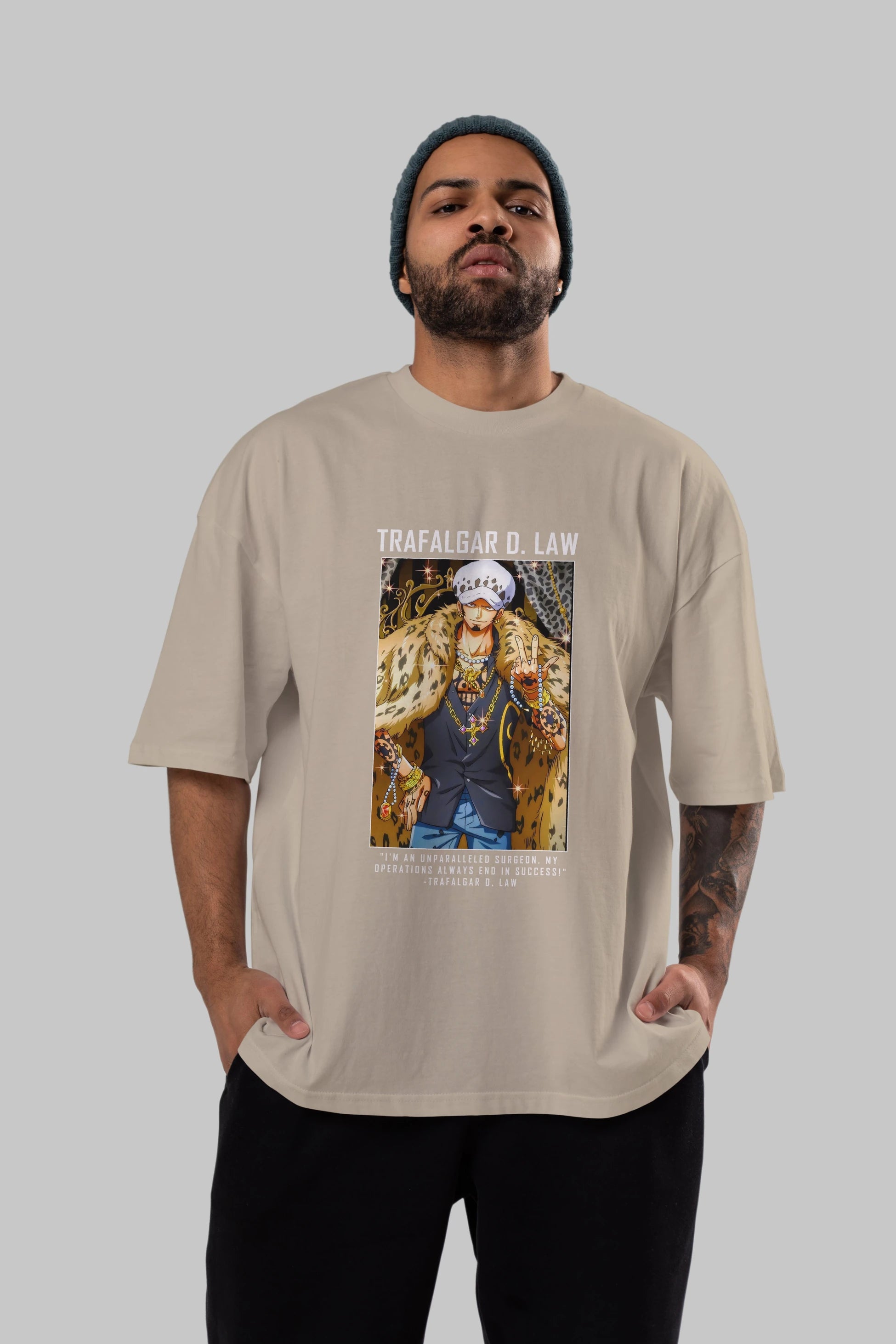 Trafalgar D. Water Law 2 Anime Ön Baskılı Oversize t-shirt Erkek Kadın Unisex
