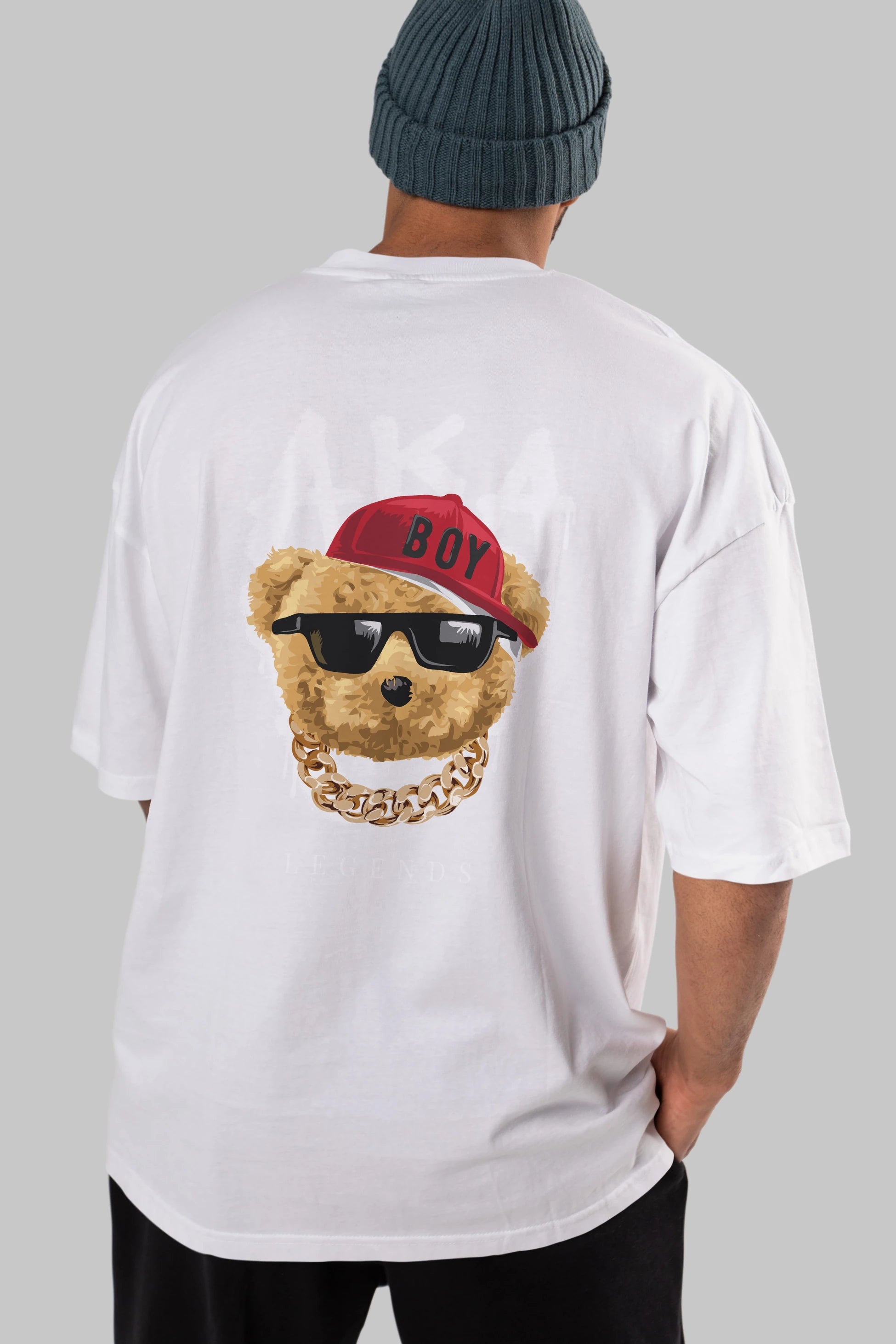 Teddy Bear Legends Arka Baskılı Oversize t-shirt Erkek Kadın Unisex %100 Pamuk