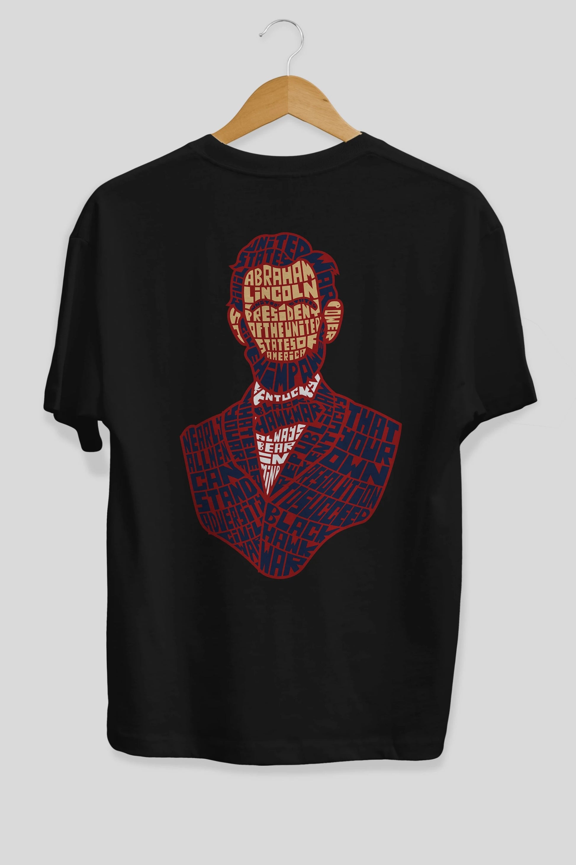 Abraham Lincoln Arka Baskılı Oversize t-shirt %100 pamuk Erkek Kadın Unisex