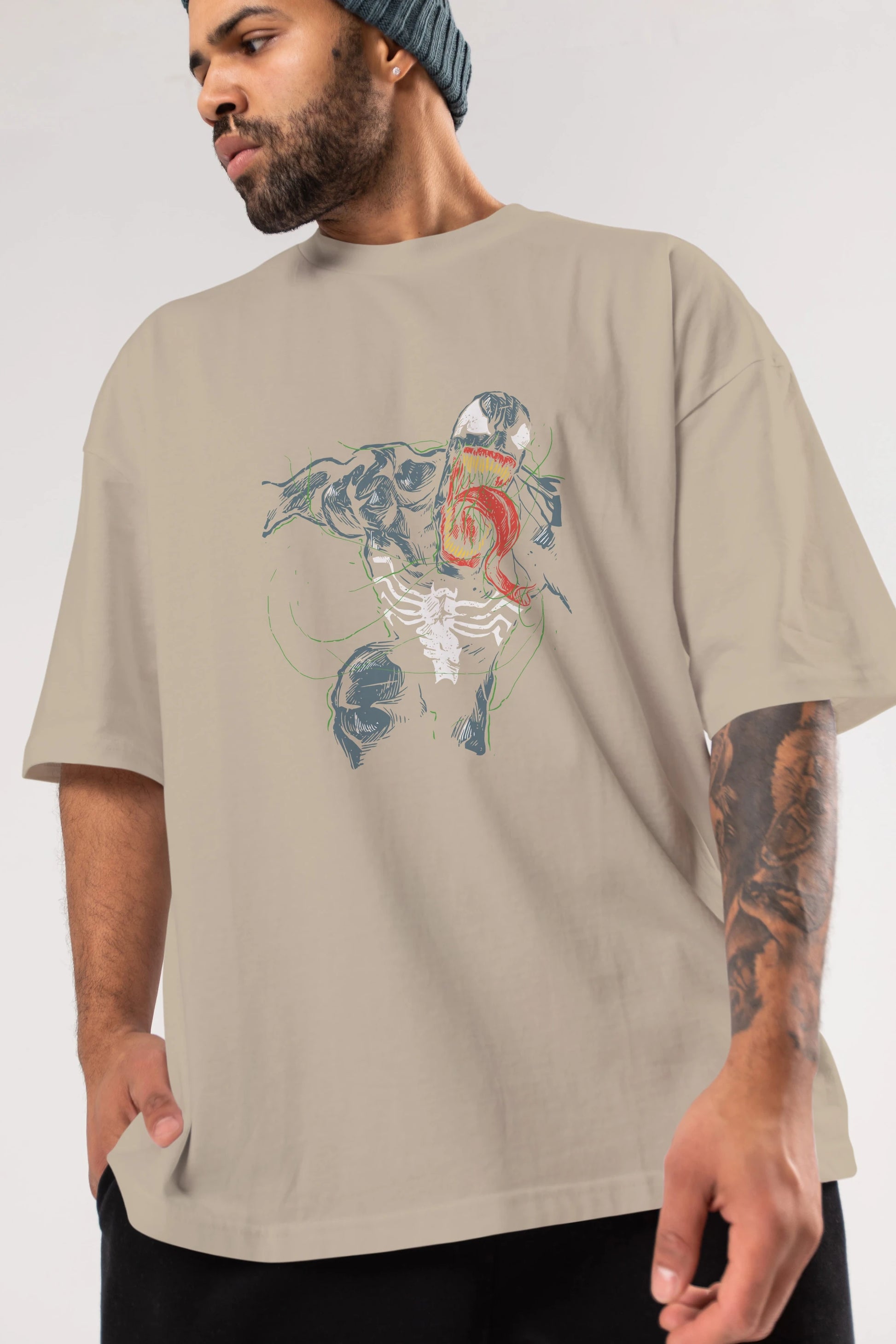 Venom (6) Ön Baskılı Oversize t-shirt Erkek Kadın Unisex %100 Pamuk Bisiklet Yaka tişort