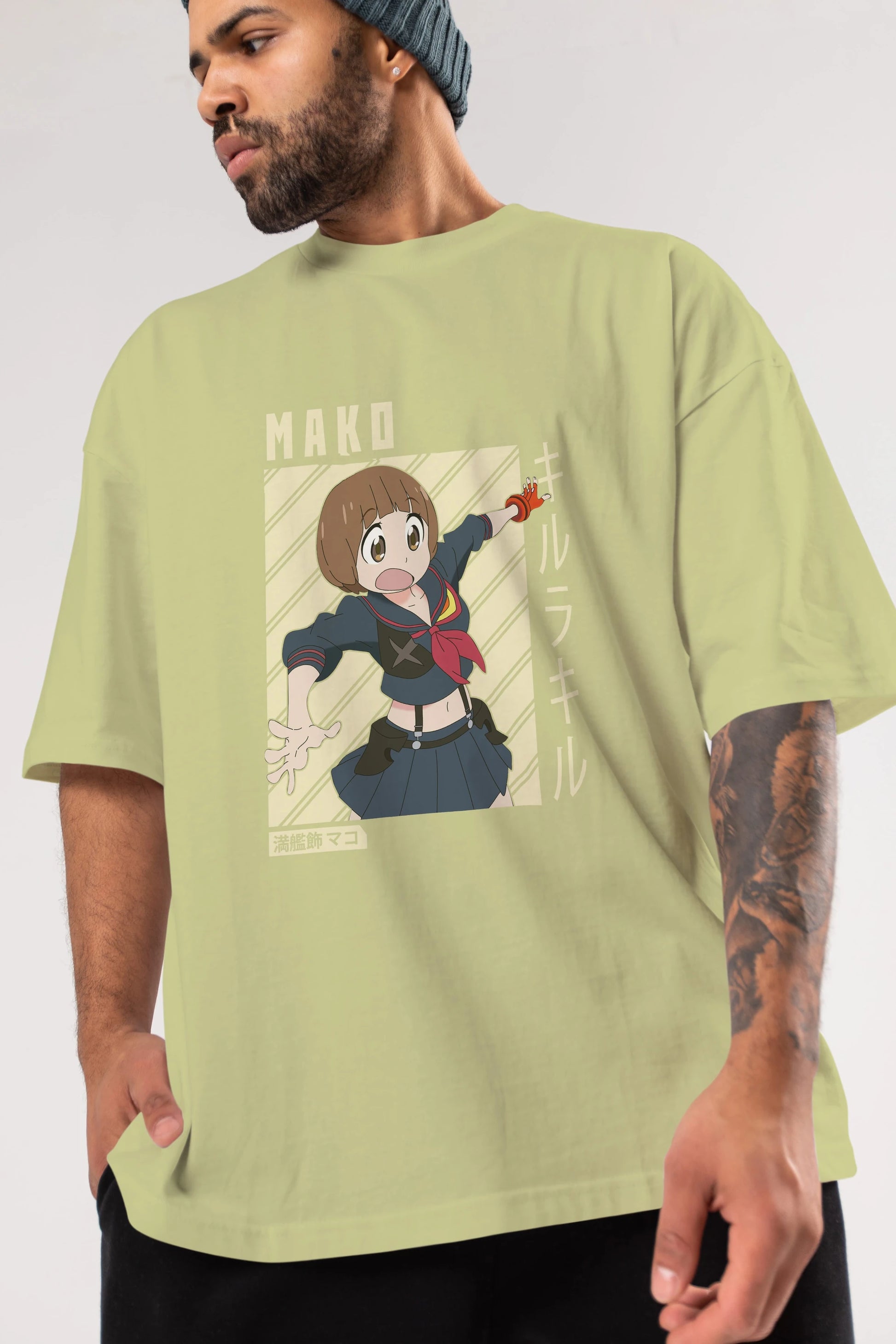 Mako Mankanshoku 1 Anime Ön Baskılı Oversize t-shirt %100 pamuk Erkek Kadın Unisex