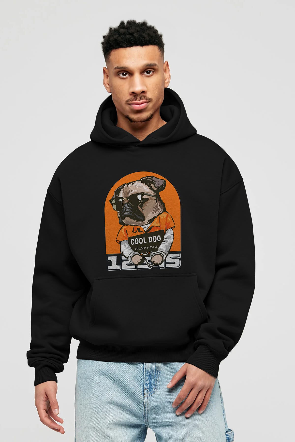 Cool Dog Ön Baskılı Oversize Hoodie Kapüşonlu Sweatshirt Erkek Kadın Unisex