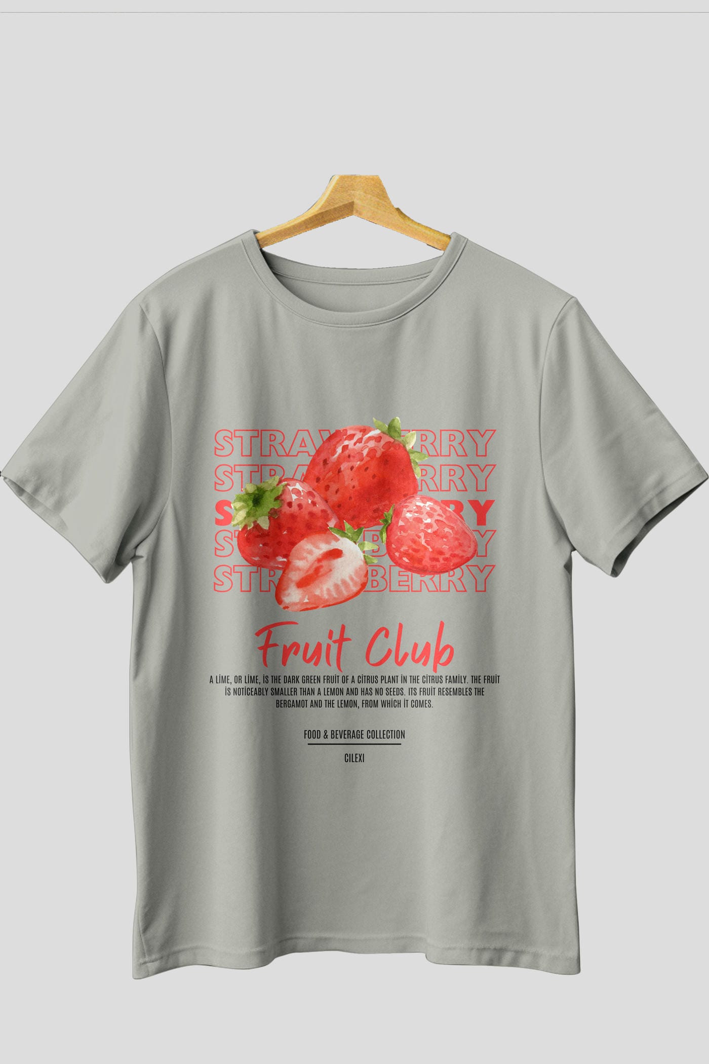Strawberry Ön Baskılı Oversize t-shirt Erkek Kadın Pamuk Bisiklet Yaka tişort
