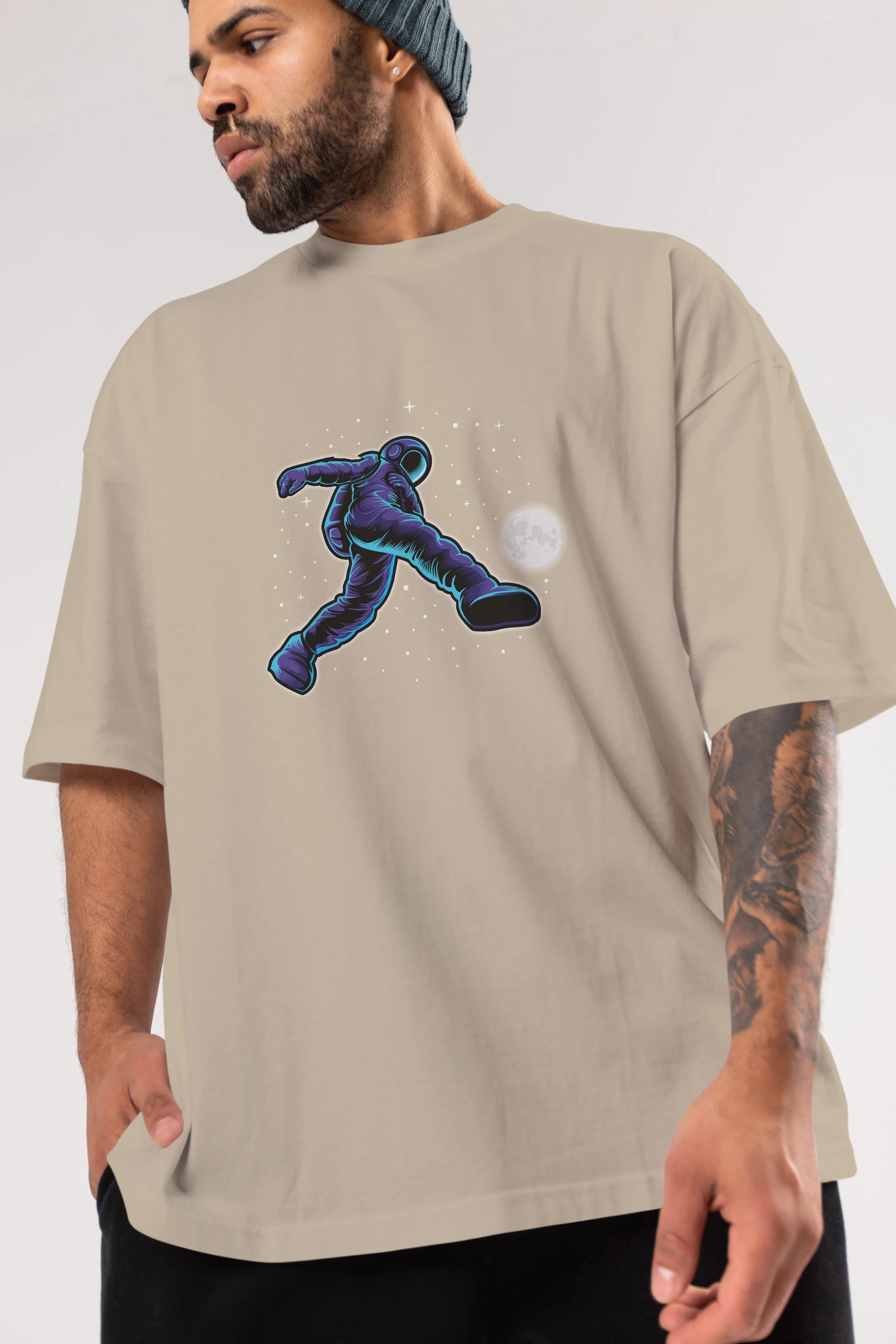 Astroball in Space Ön Baskılı Oversize t-shirt Erkek Kadın Unisex