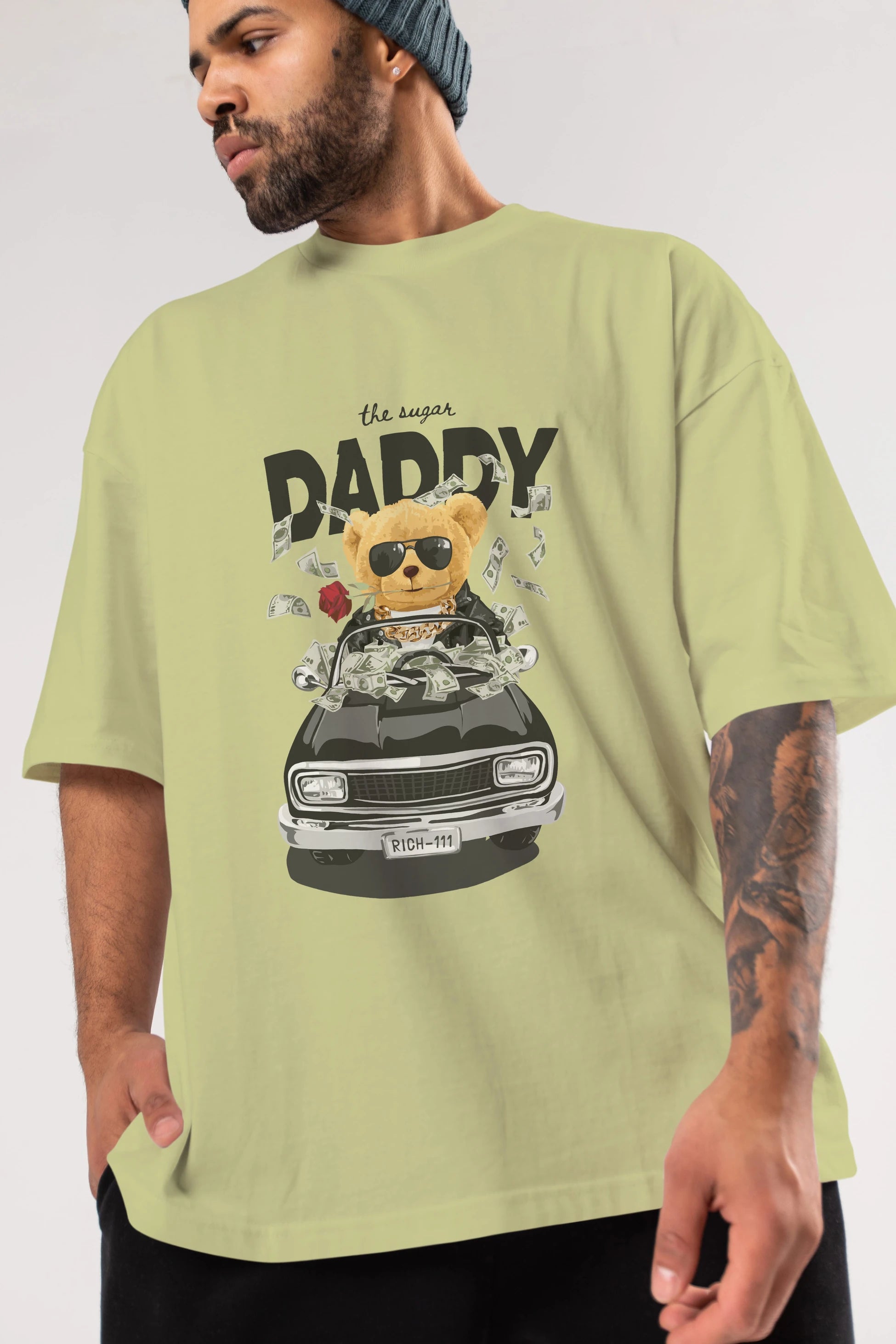 Teddy Bear Daddy Ön Baskılı Oversize t-shirt Erkek Kadın Unisex %100 Pamuk