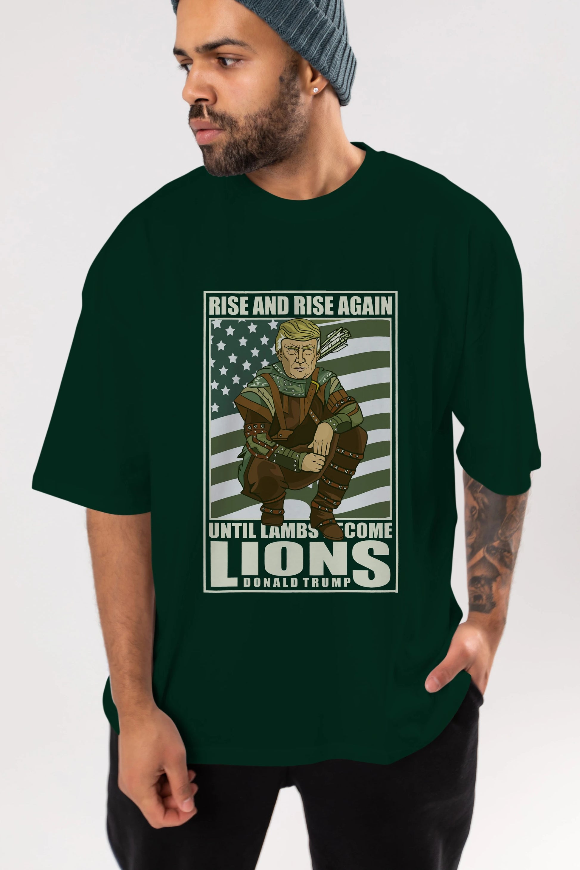 Robin Hood Trump Ön Baskılı Oversize t-shirt Erkek Kadın Unisex %100 Pamuk tişort