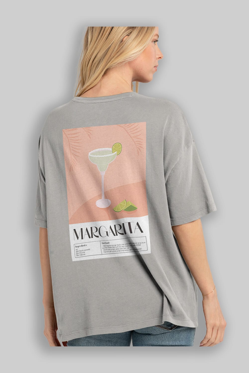 Margarita 5 Arka Baskılı Oversize t-shirt Erkek Kadın Unisex %100 Pamuk Bisiklet Yaka tişort
