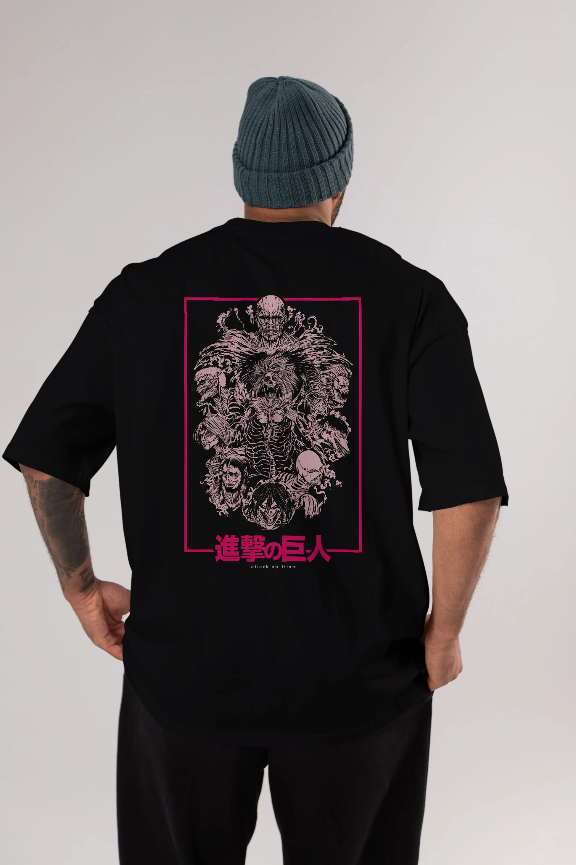 ATTACK ON TITANS Anime Arka Baskılı Oversize t-shirt Erkek Kadın Unisex