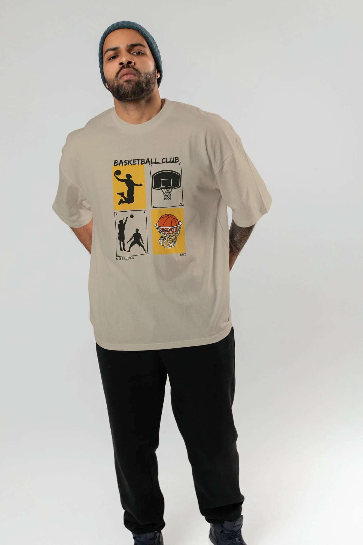 Basketball Club ön Baskılı Oversize t-shirt Erkek Kadın %100 Pamuk Bisiklet Yaka tişort