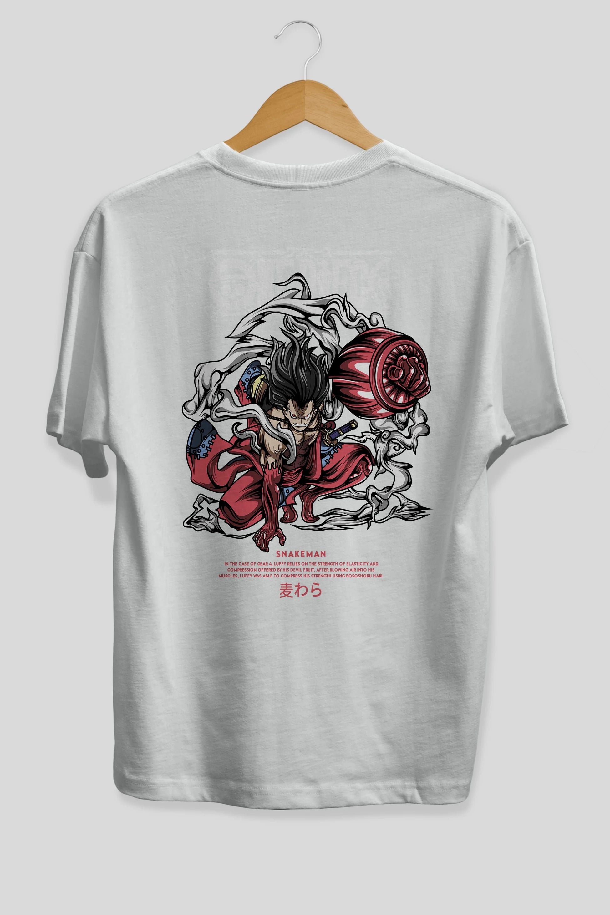 One Piece Snakeman Anime Arka Baskılı Oversize t-shirt Erkek Kadın Unisex