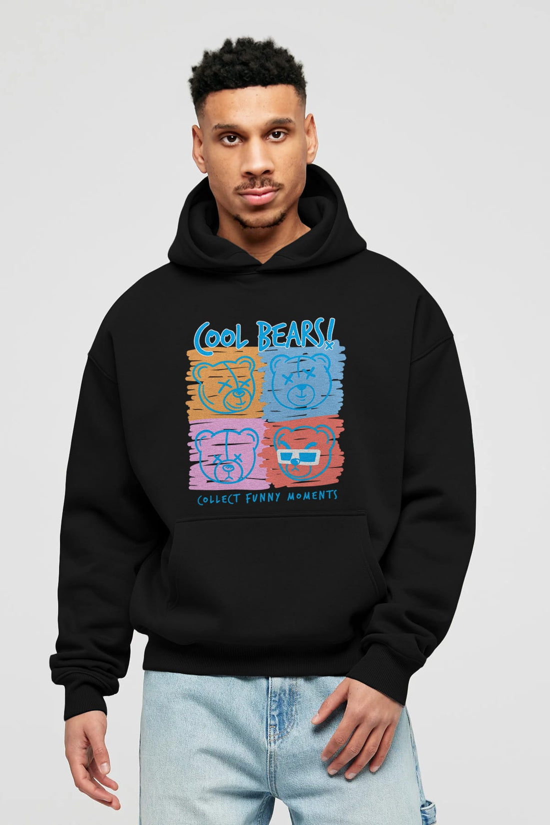 Cool Bears Ön Baskılı Hoodie Oversize Kapüşonlu Sweatshirt Erkek Kadın Unisex