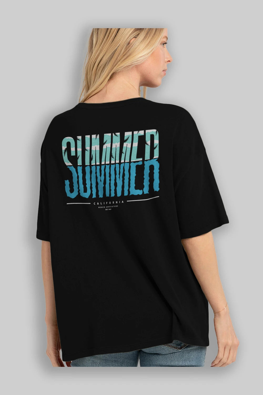 Summer California Arka Baskılı Oversize t-shirt Erkek Kadın Unisex