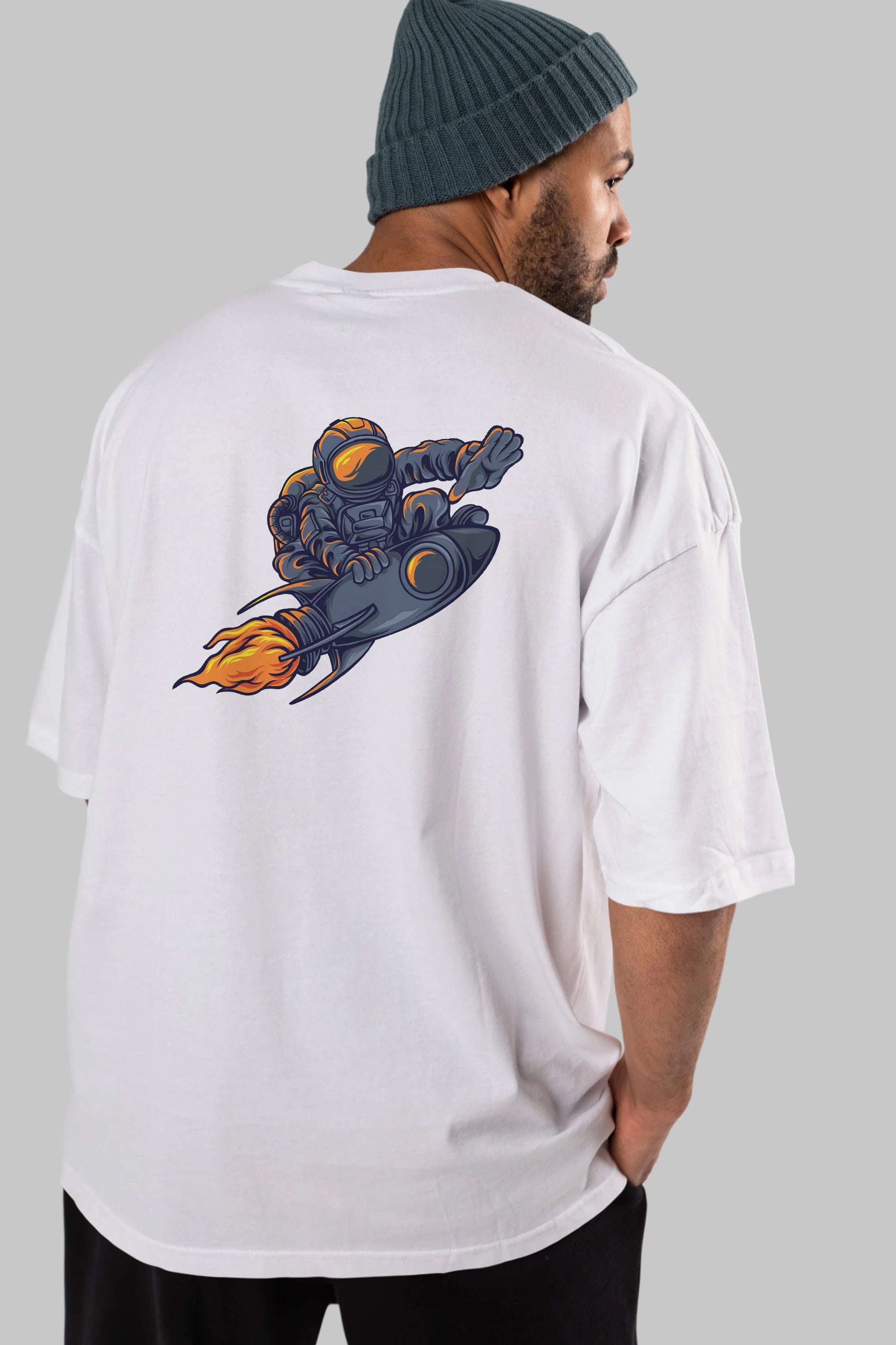 Astrocket Illustration Tshirt Arka Baskılı Oversize t-shirt Erkek Kadın Unisex