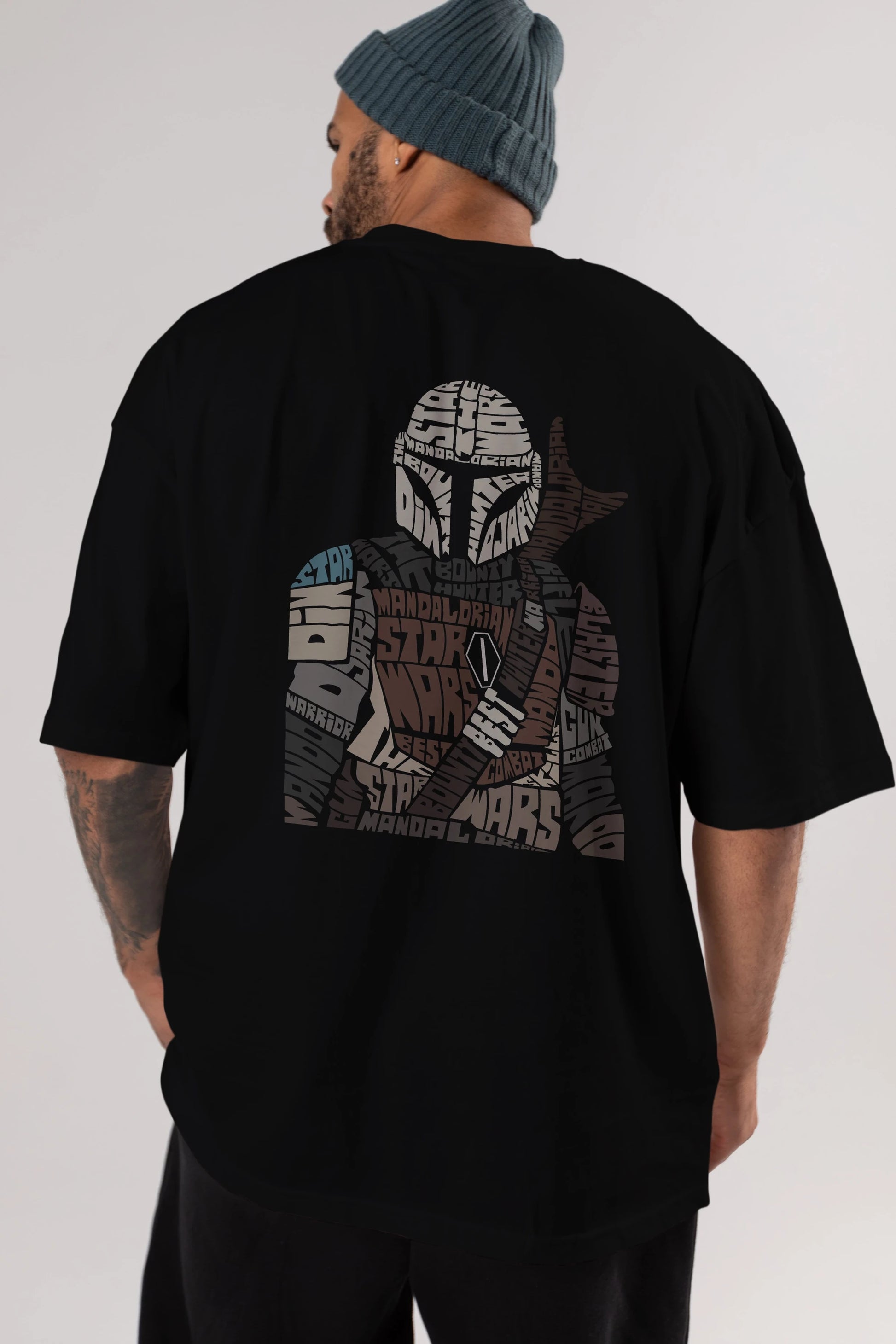 Mandalorian Arka Baskılı Oversize t-shirt %100 pamuk Erkek Kadın Unisex