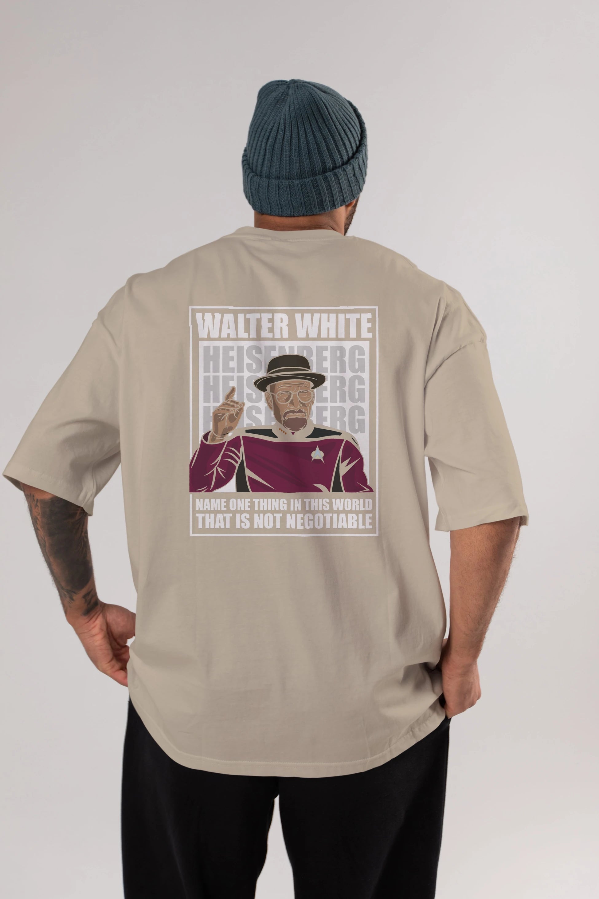 Captain Pixard Heisenberg Arka Baskılı Oversize t-shirt Erkek Kadın Unisex %100 Pamuk tişort