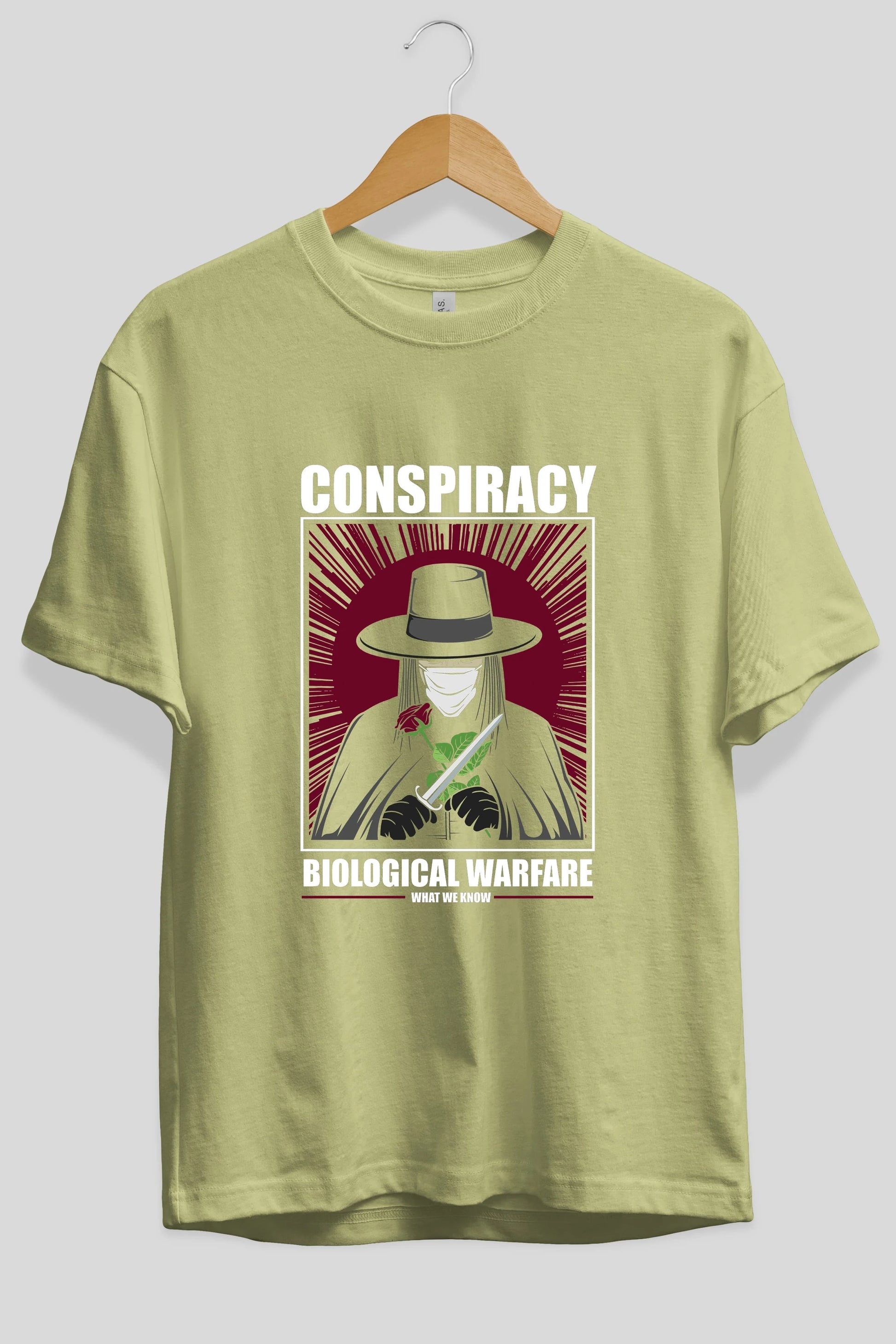 Vendetta Masker Ön Baskılı Oversize t-shirt Erkek Kadın Unisex %100 Pamuk tişort