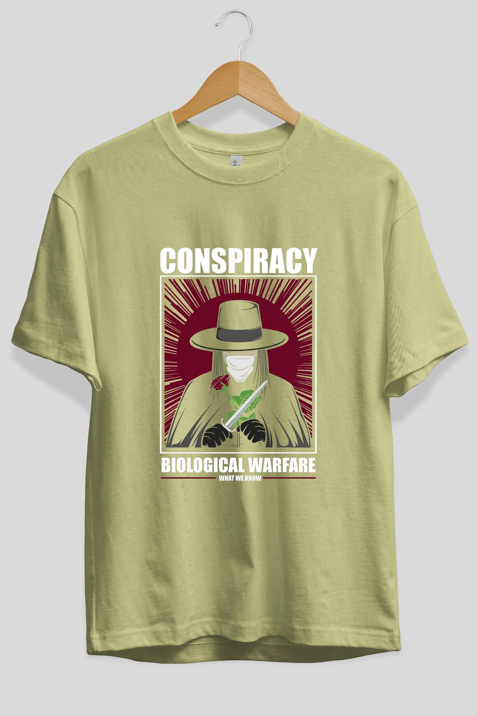 Vendetta Masker Ön Baskılı Oversize t-shirt Erkek Kadın Unisex %100 Pamuk tişort