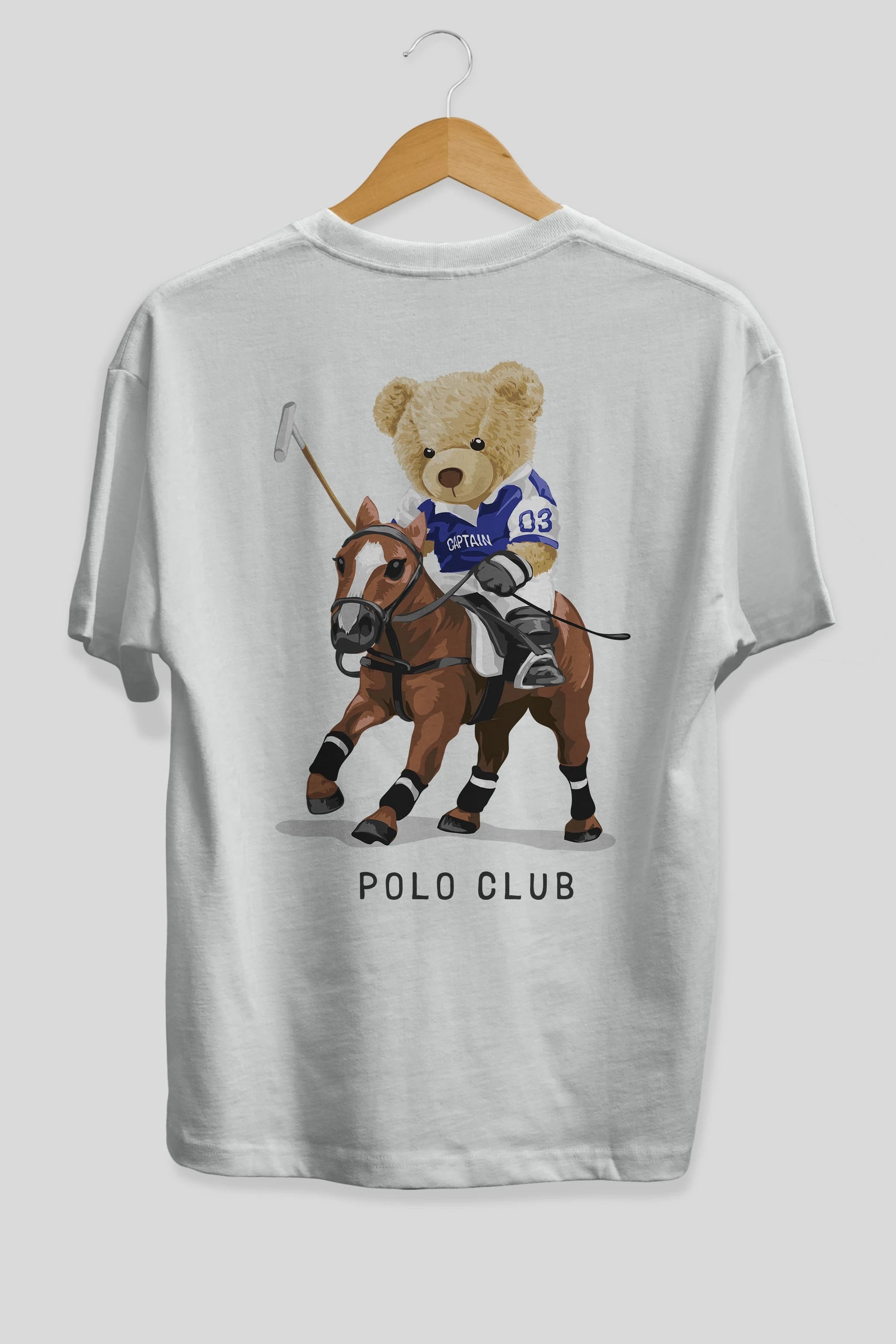 Teddy Bear Polo Club Arka Baskılı Oversize t-shirt Erkek Kadın Unisex %100 Pamuk