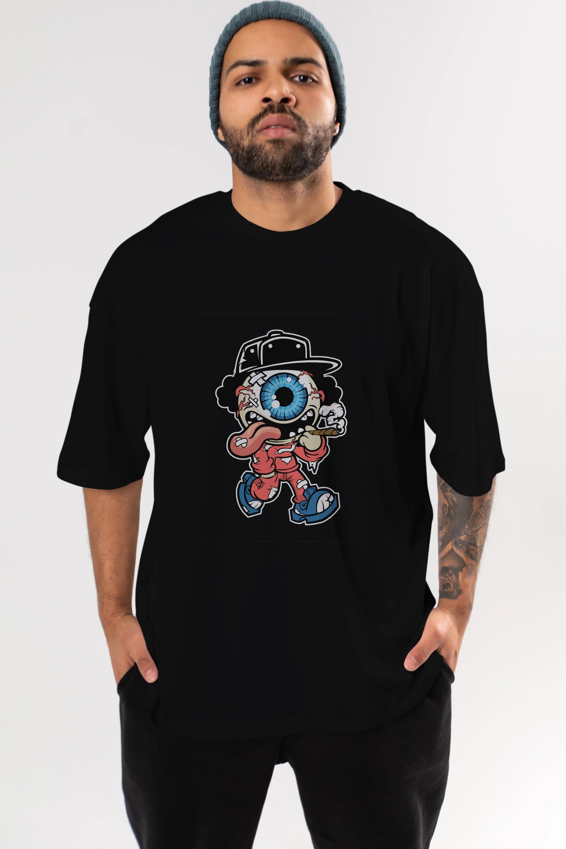 Eyeball Monster Ön Baskılı Oversize t-shirt Erkek Kadın Unisex %100 Pamuk tişort