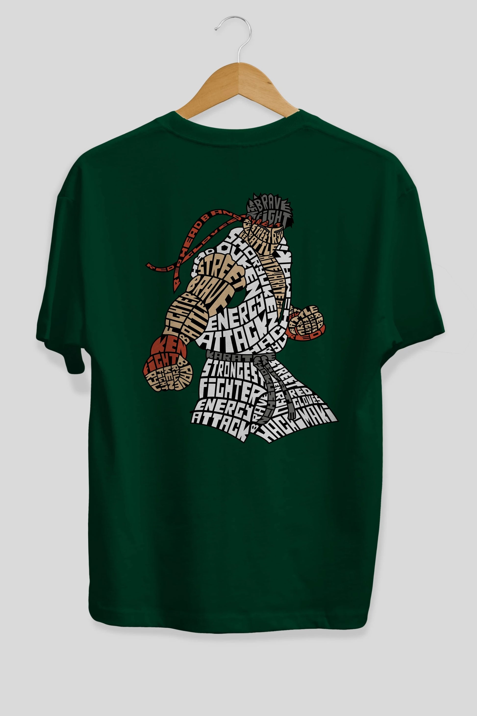 Hadouken Arka Baskılı Oversize t-shirt %100 pamuk Erkek Kadın Unisex