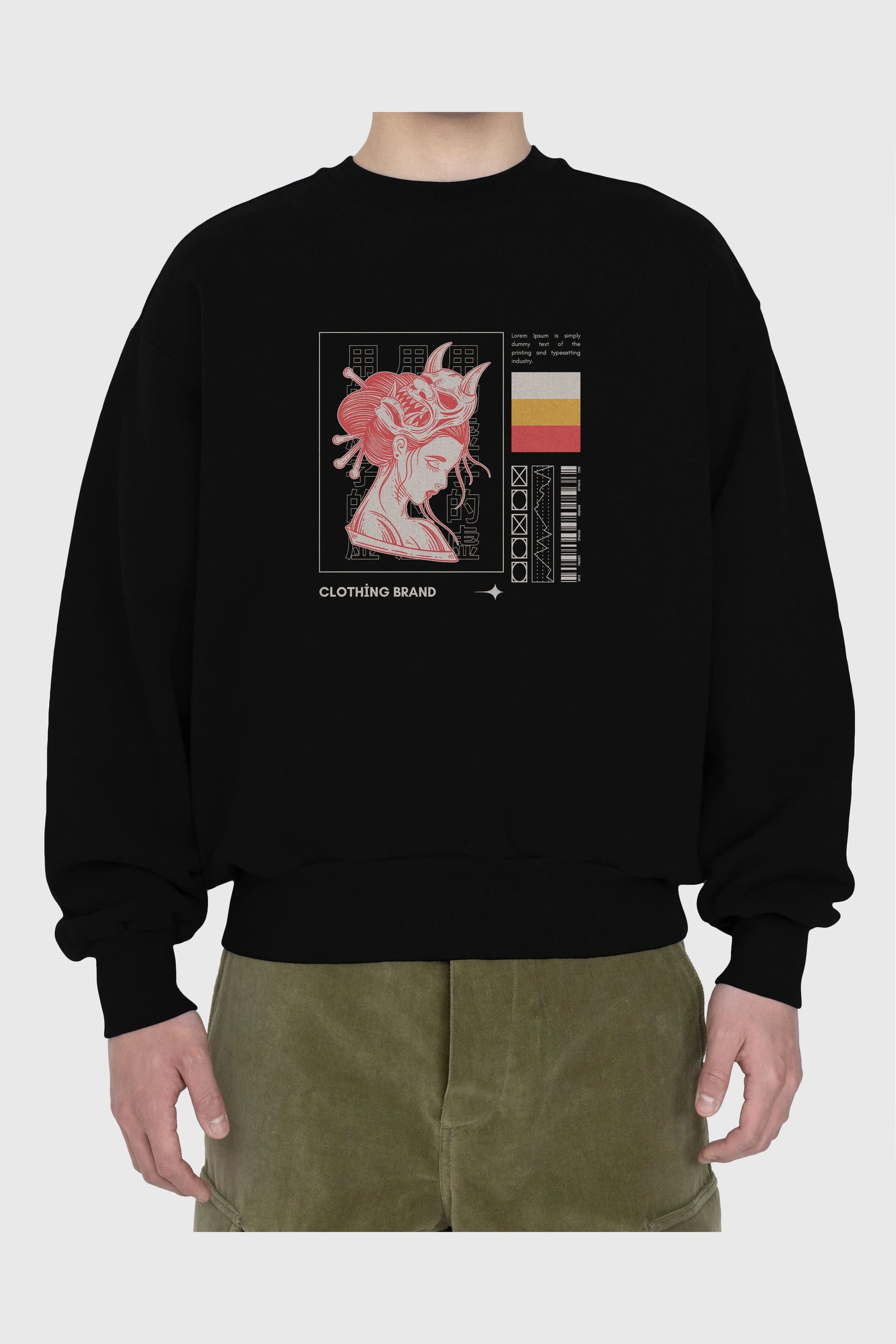 Hipster Japanese Style 2 Ön Baskılı Oversize Sweatshirt Erkek Kadın Unisex