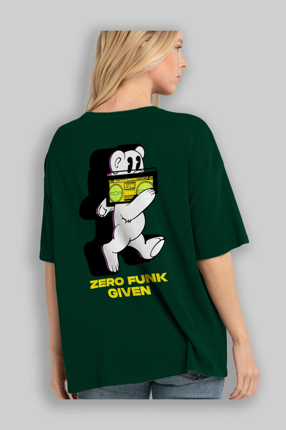 Zero Funk Given Bear Arka Baskılı Oversize t-shirt Erkek Kadın Unisex