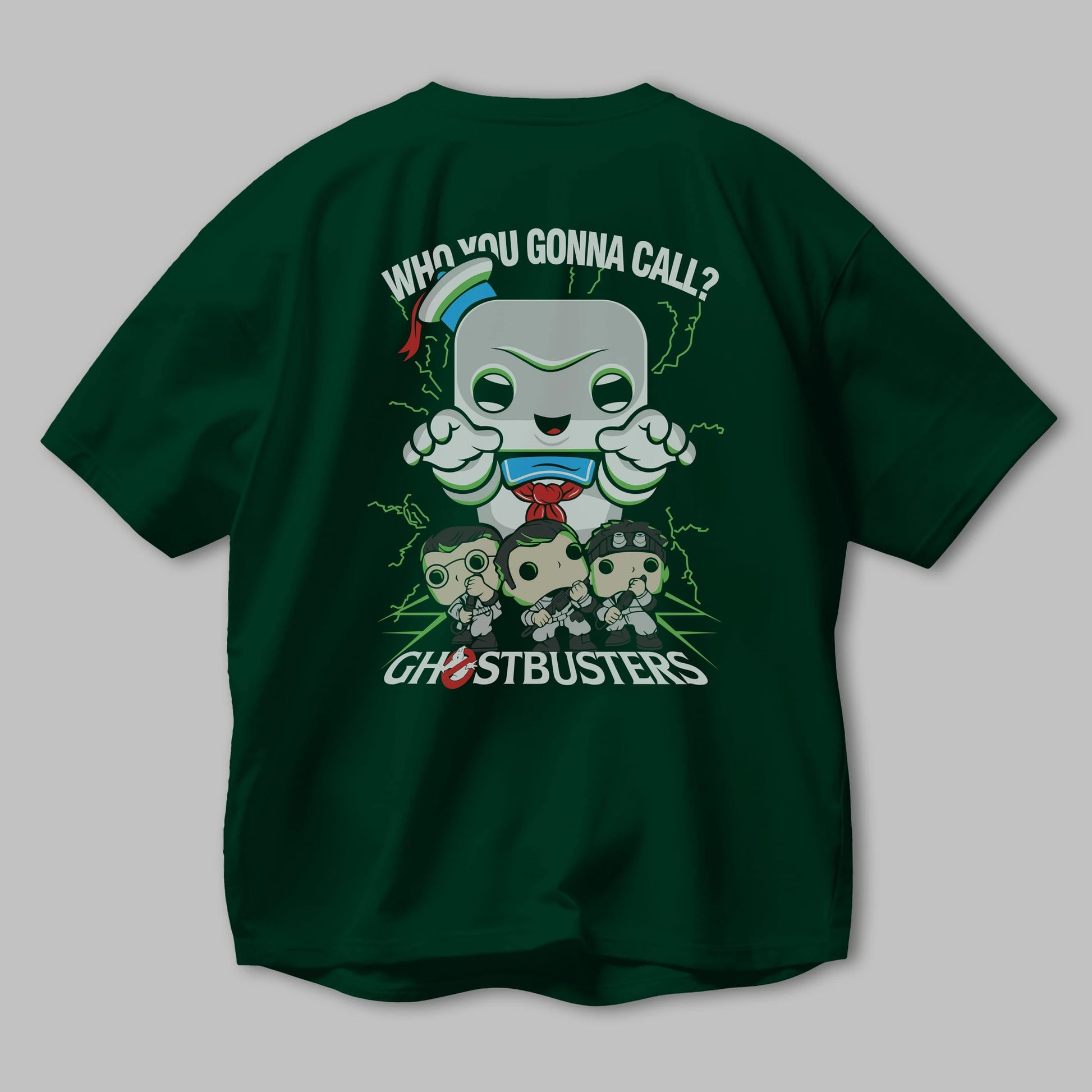 Ghostbusters Arka Baskılı Oversize t-shirt Erkek Kadın Unisex %100 Pamuk Bisiklet Yaka tişort
