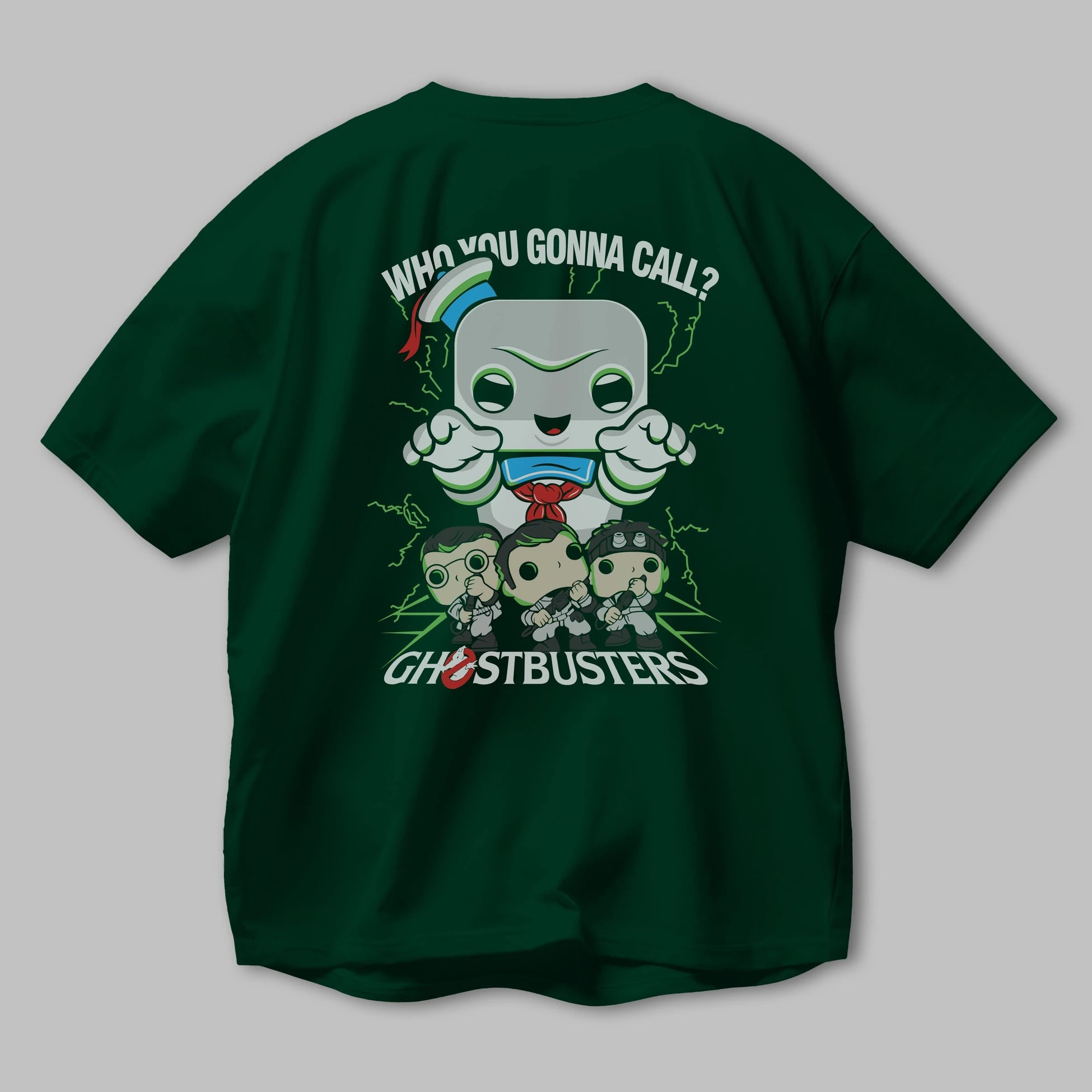 Ghostbusters Arka Baskılı Oversize t-shirt Erkek Kadın Unisex %100 Pamuk Bisiklet Yaka tişort