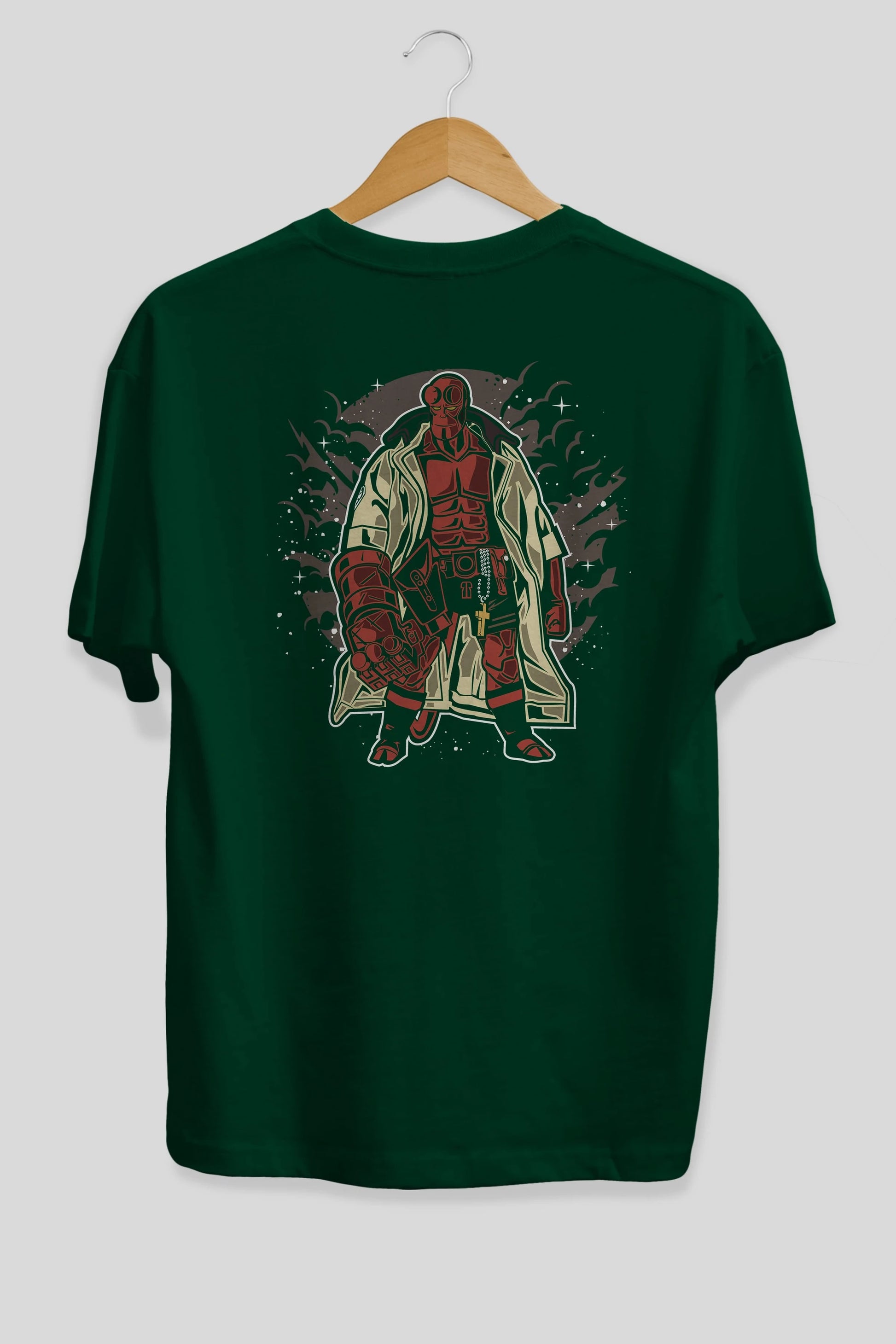 Hellboy Arka Baskılı Oversize t-shirt Erkek Kadın Unisex %100 Pamuk