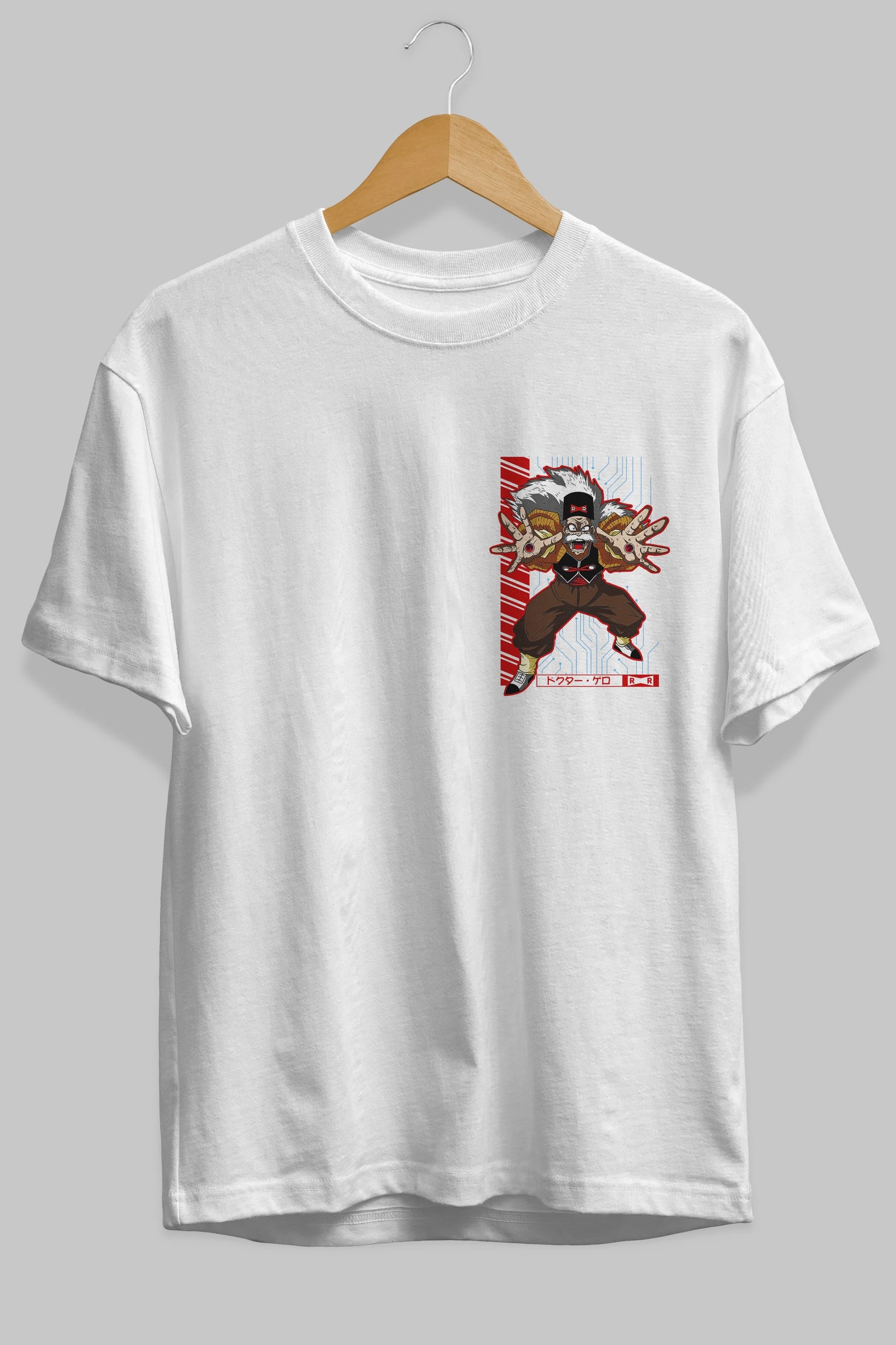 DragonBall DrMakigero Ön Sol Baskılı Oversize t-shirt Erkek Kadın Unisex %100 Pamuk Bisiklet Yaka tişort