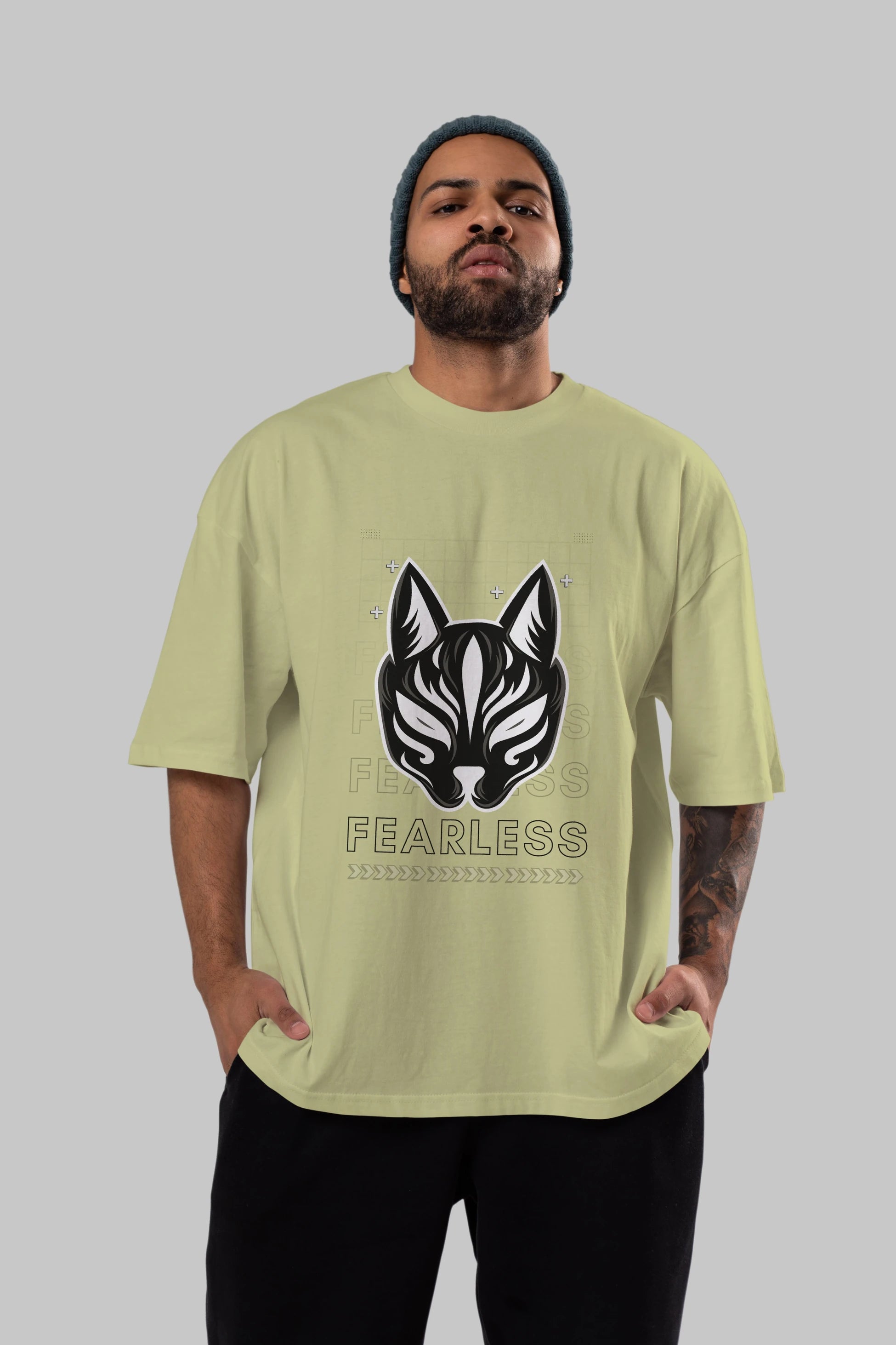 Fearless Yazılı Ön Baskılı Oversize t-shirt Erkek Kadın Unisex