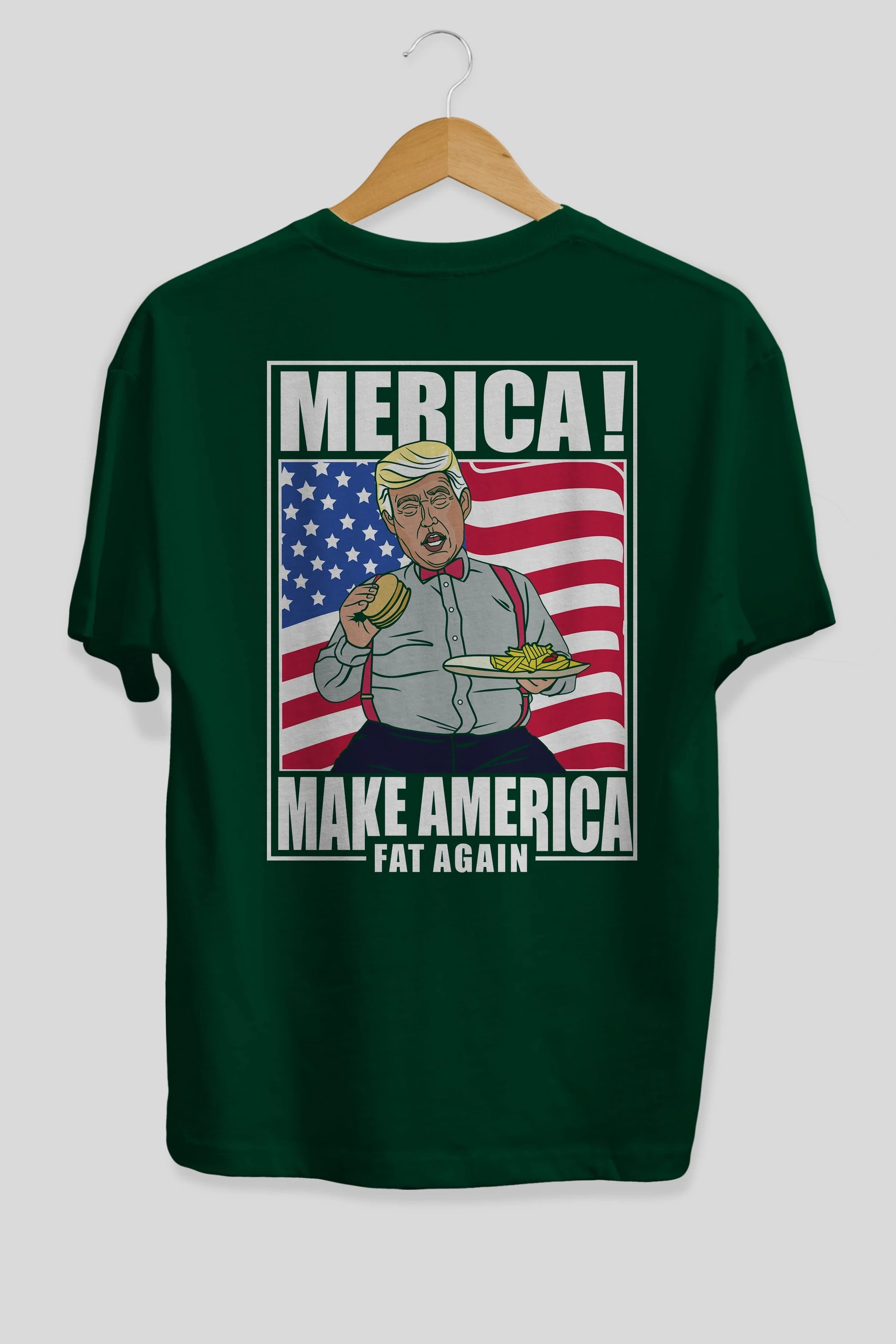 Trump Burger Arka Baskılı Oversize t-shirt Erkek Kadın Unisex %100 Pamuk tişort