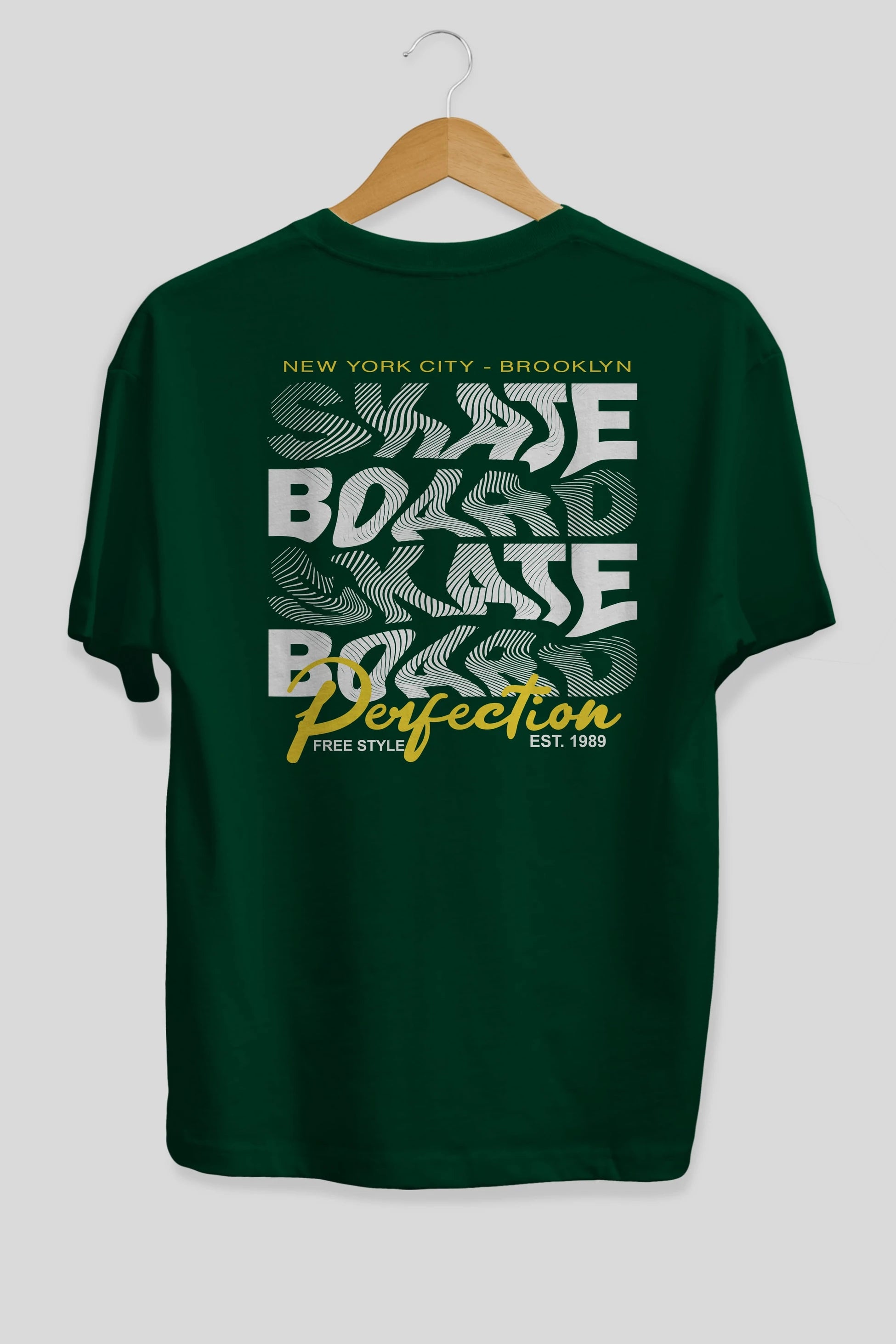 New York City and Brooklyn Arka Baskılı Oversize t-shirt Erkek Kadın Unisex