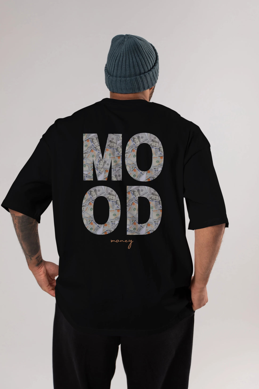 Mood Money Yazılı Arka Baskılı Oversize t-shirt Erkek Kadın Unisex