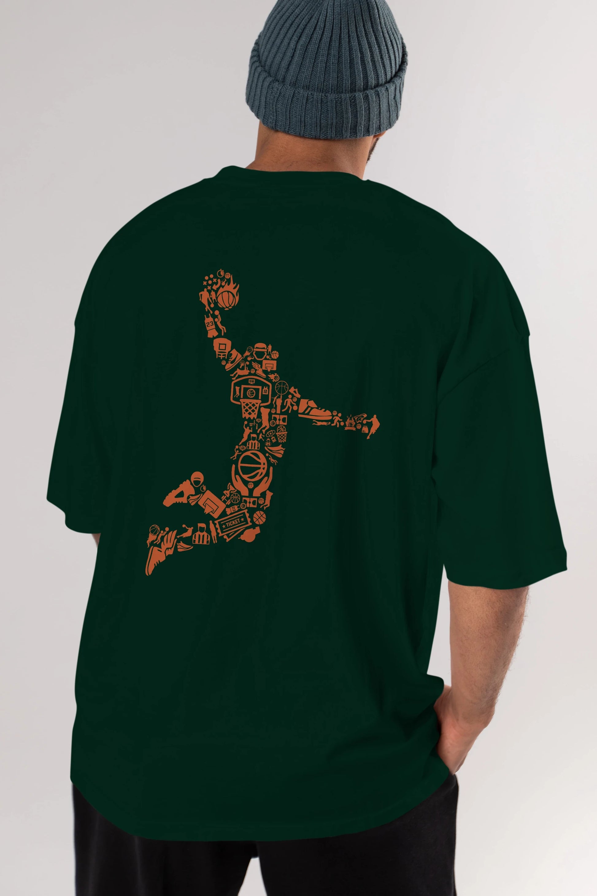 Basketball Player Arka Baskılı Oversize t-shirt %100 pamuk Erkek Kadın Unisex