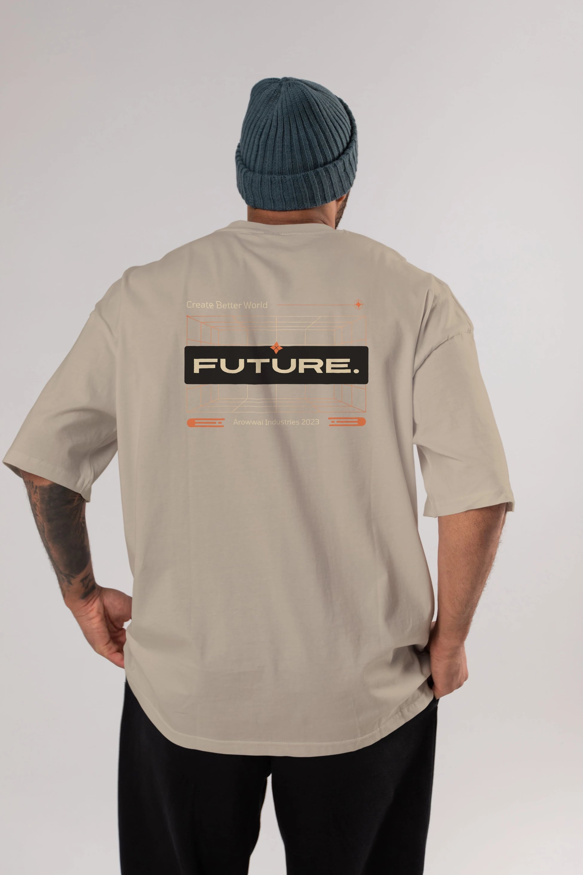 Future Arka Baskılı Oversize t-shirt Erkek Kadın Unisex