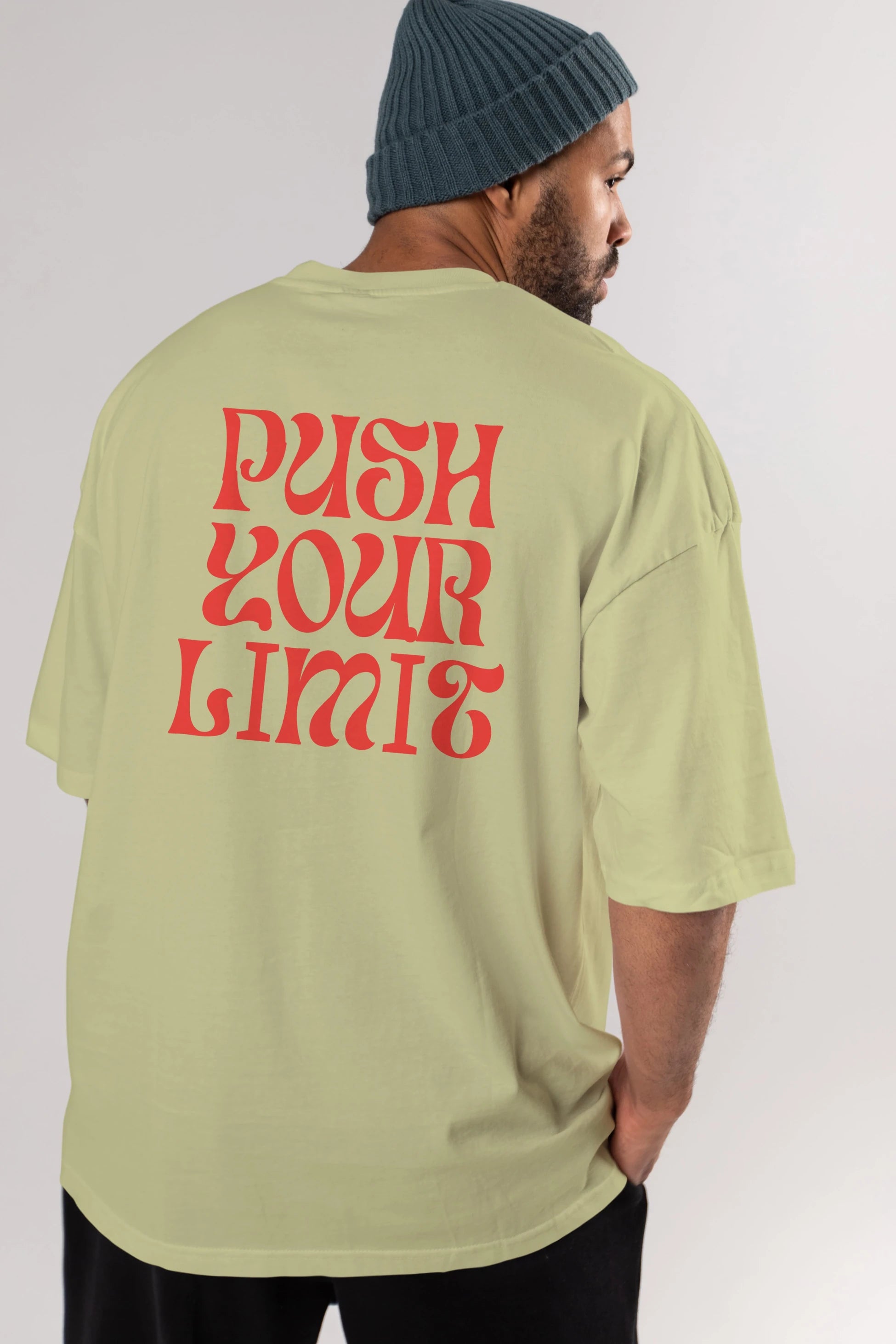 Push Your Limit Yazılı 2 Arka Baskılı Oversize t-shirt Erkek Kadın Unisex